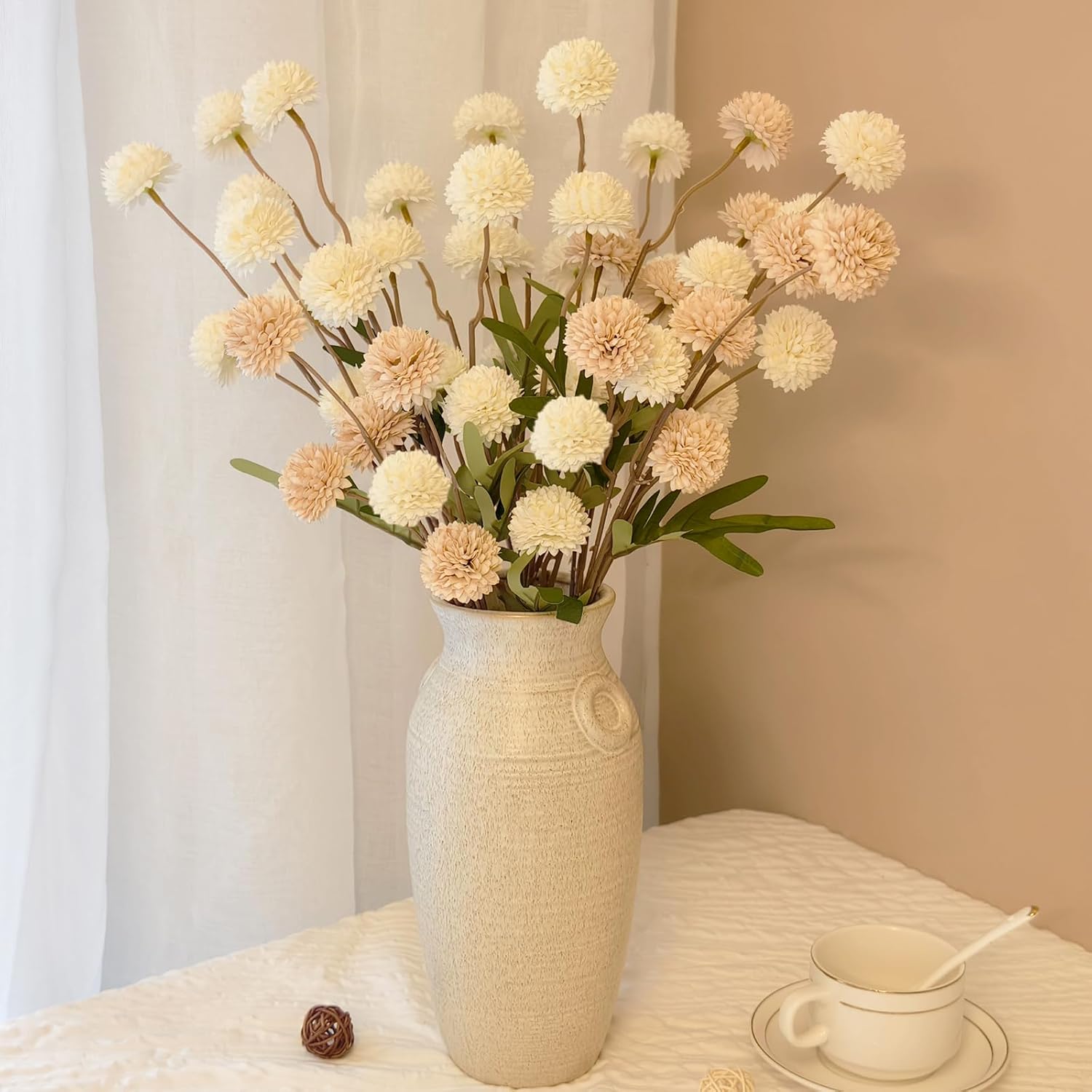 10 Pcs Artificial Mums with Long Stems