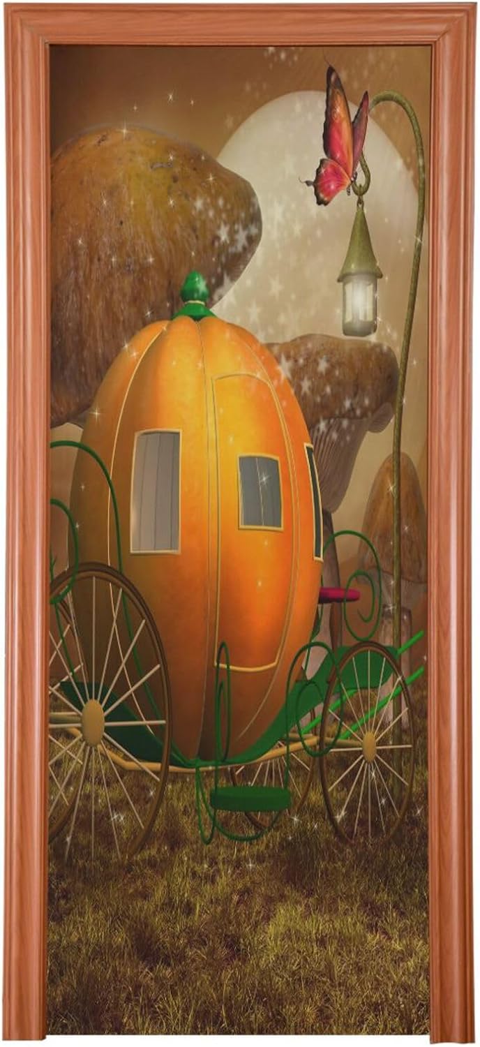 Susiyo Pumpkin Carriage Door Cover Fabric Decor 36x98in