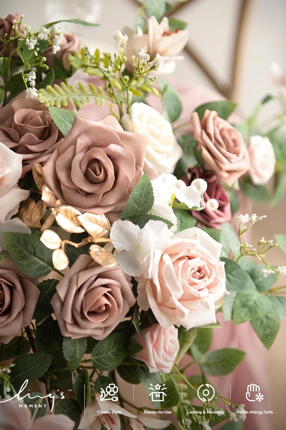 Lings Moment 2PCS Dusty Rose Artificial Floral Swags