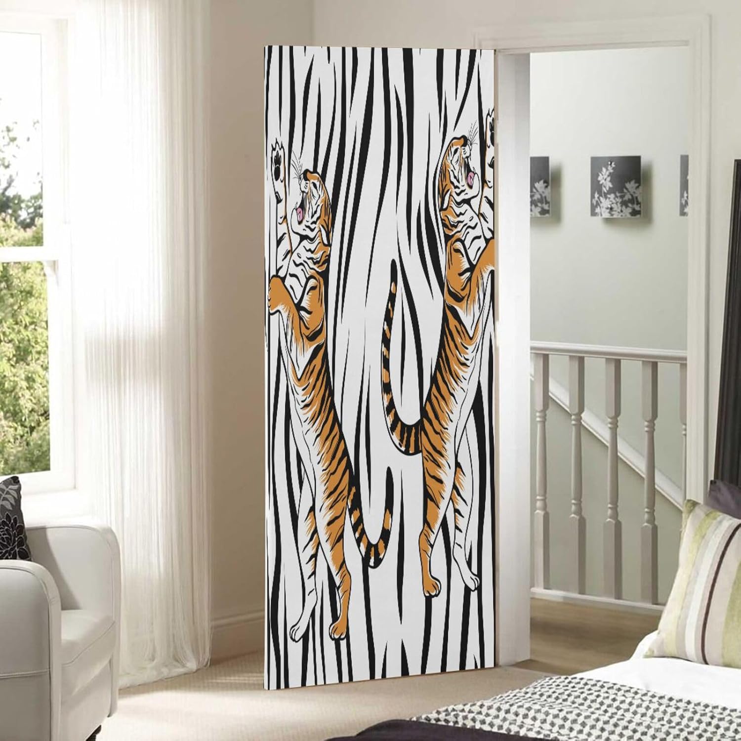 Susiyo Aggressive Tigers Halloween Door Cover Stretch Fabric 32x79 In