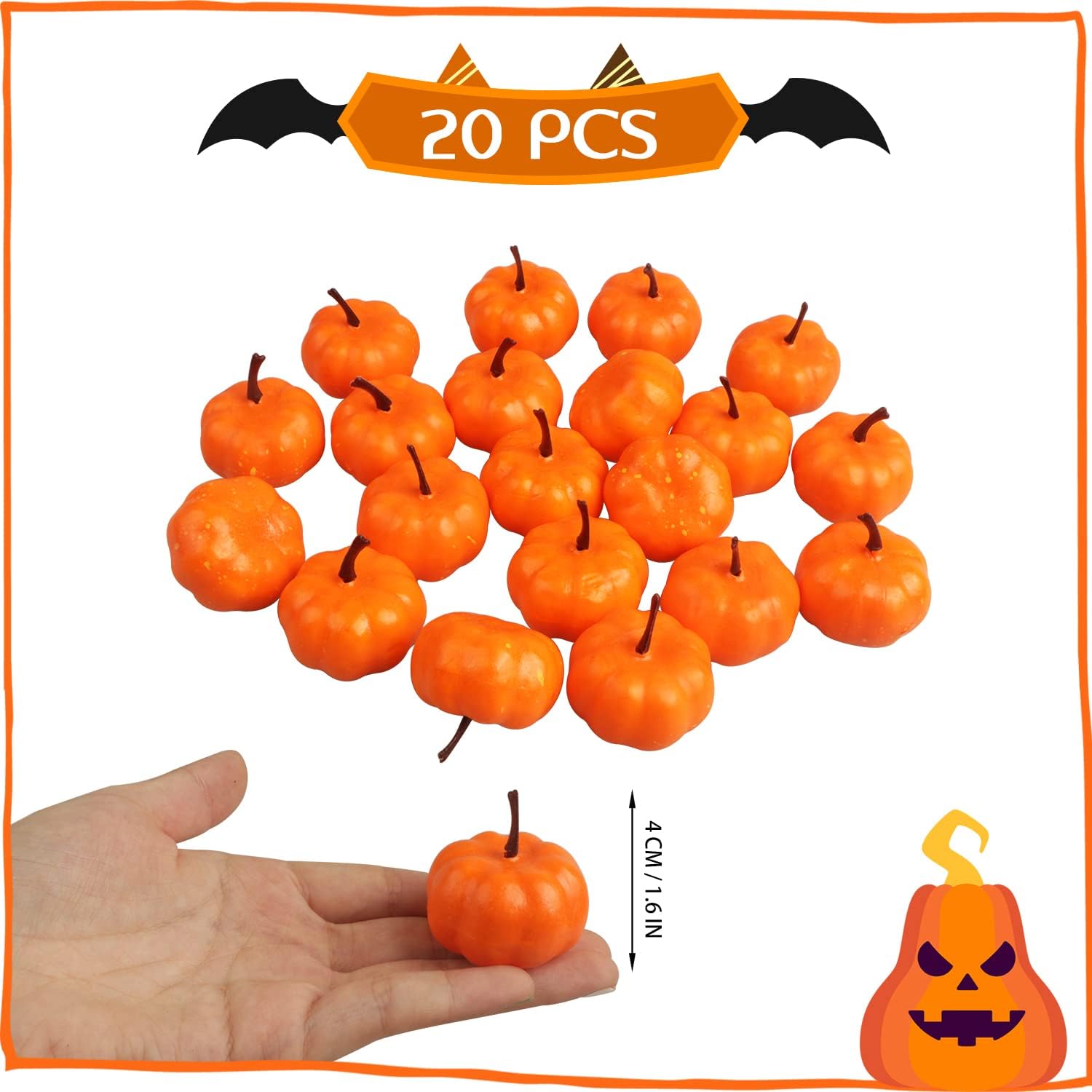 20Pcs Mini Artificial Pumpkins Realistic Fall Decorations