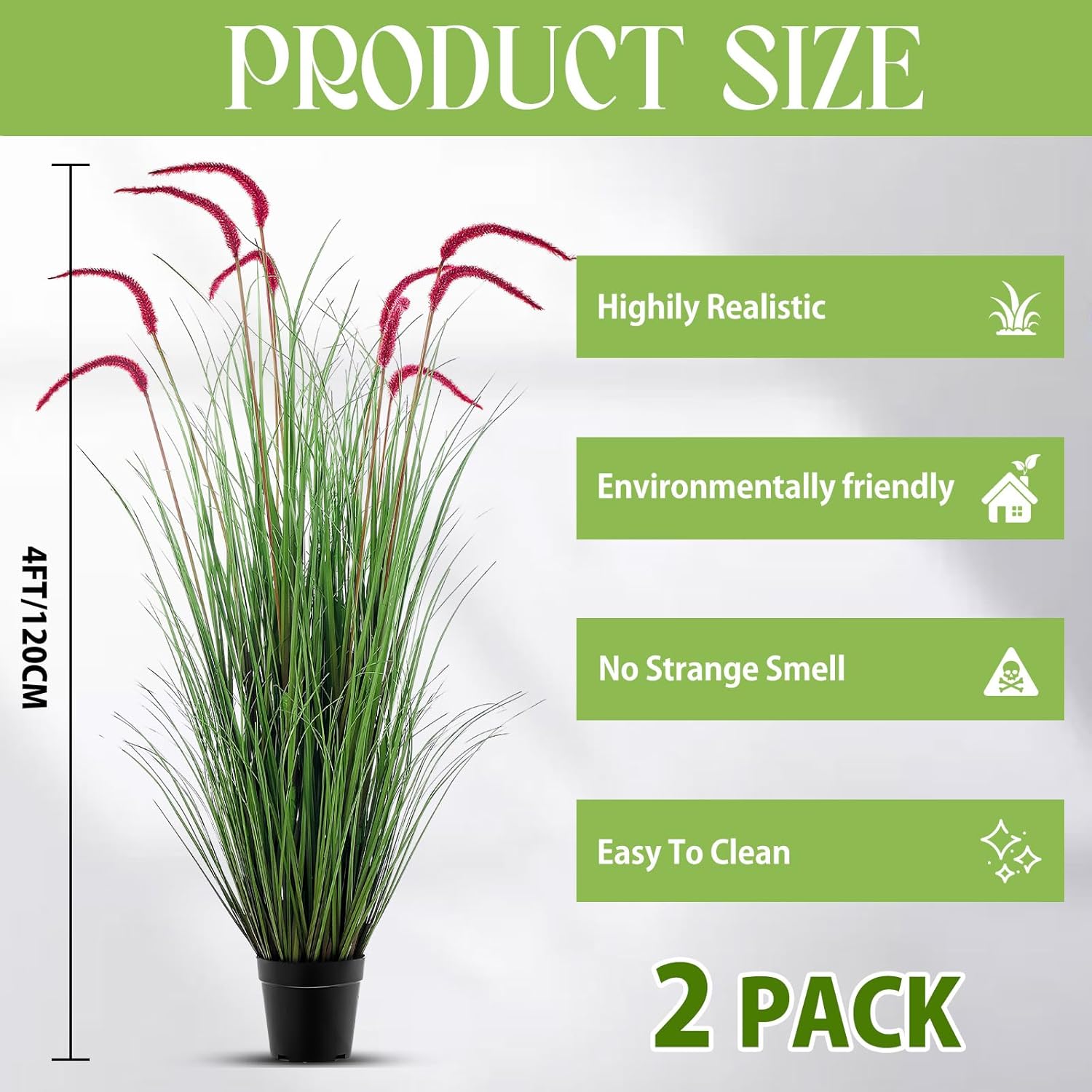 Jexine 2 Piece Artificial Grass Plant Set for Outdoor Use