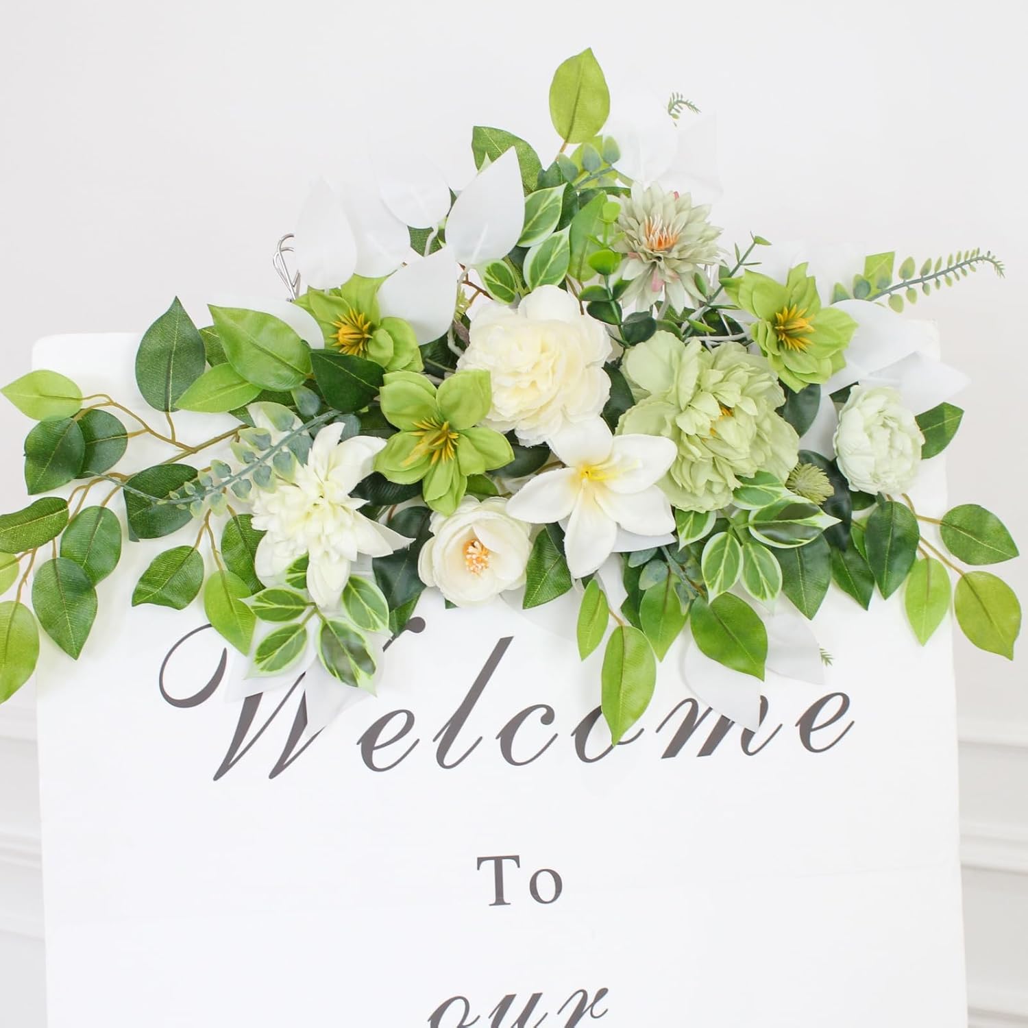 Wedding Arch Flowers Faux Set of 2 Green Decorations