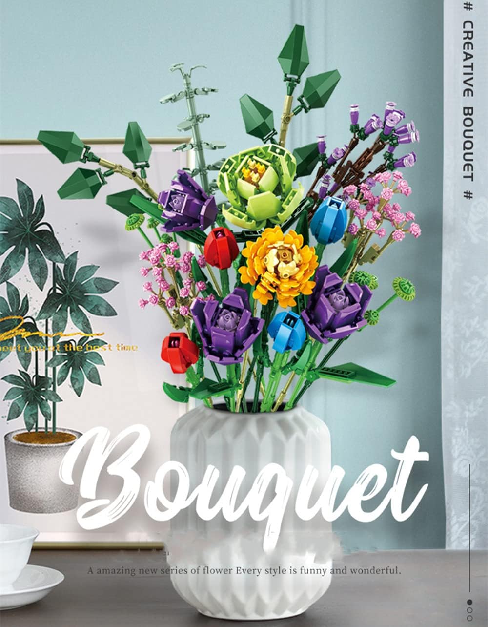 Home Decor Artificial Flowers Bouquet Building Set