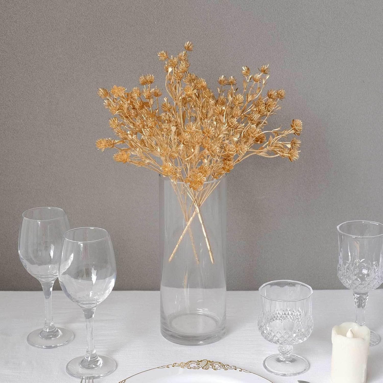 Efavormart 4 Pack Metallic Gold Babys Breath Flower Bouquets