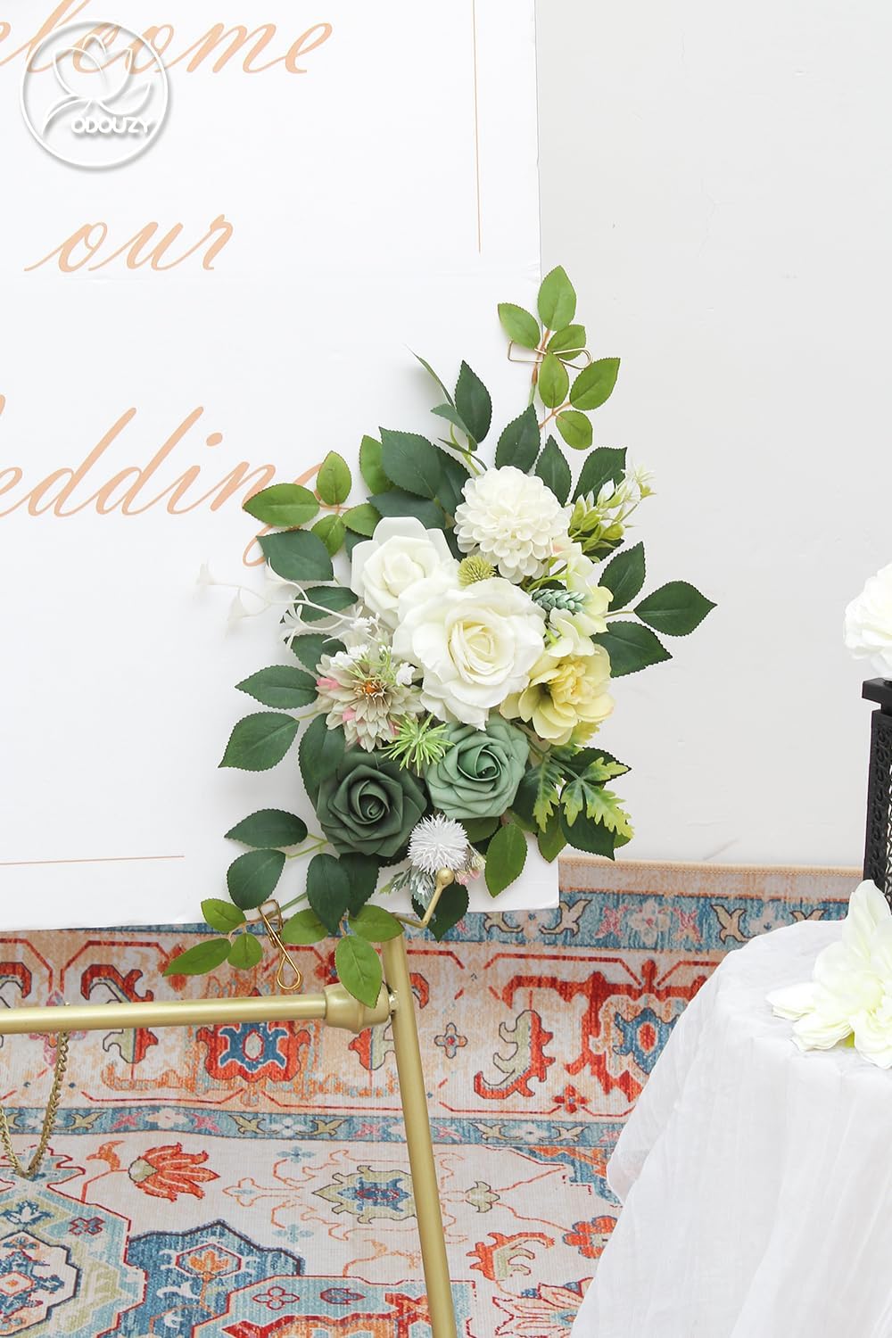 Pack of 2 Artificial Wedding Arches with Silk Flowers and Zipper Ties