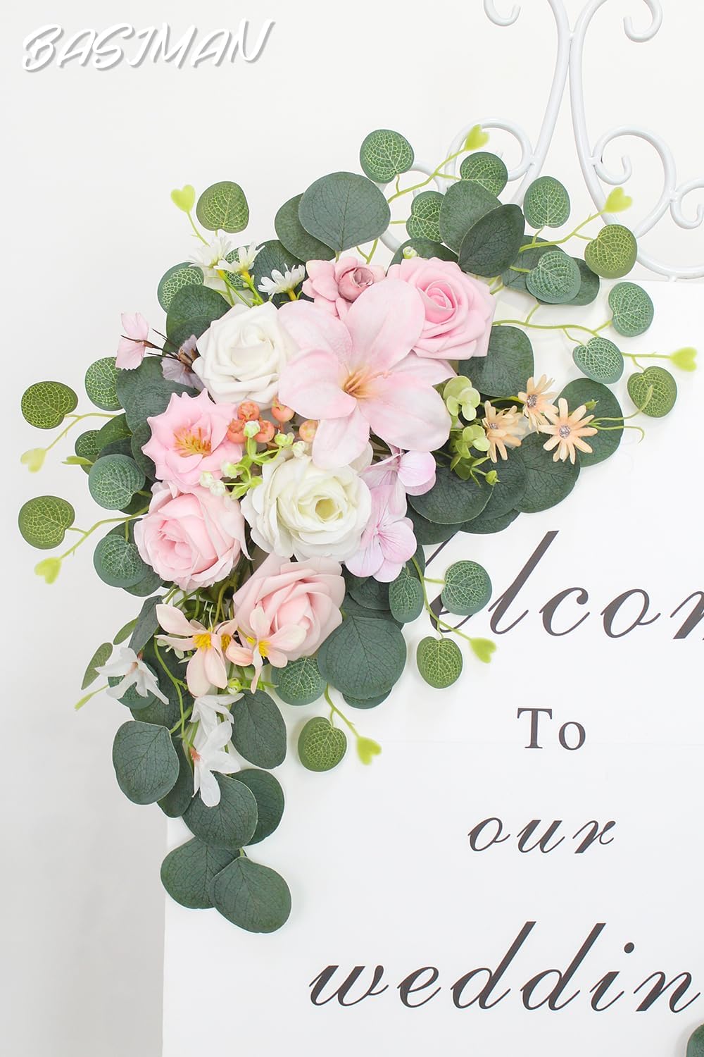 Light Pink Wedding Arch Flowers Set of 2