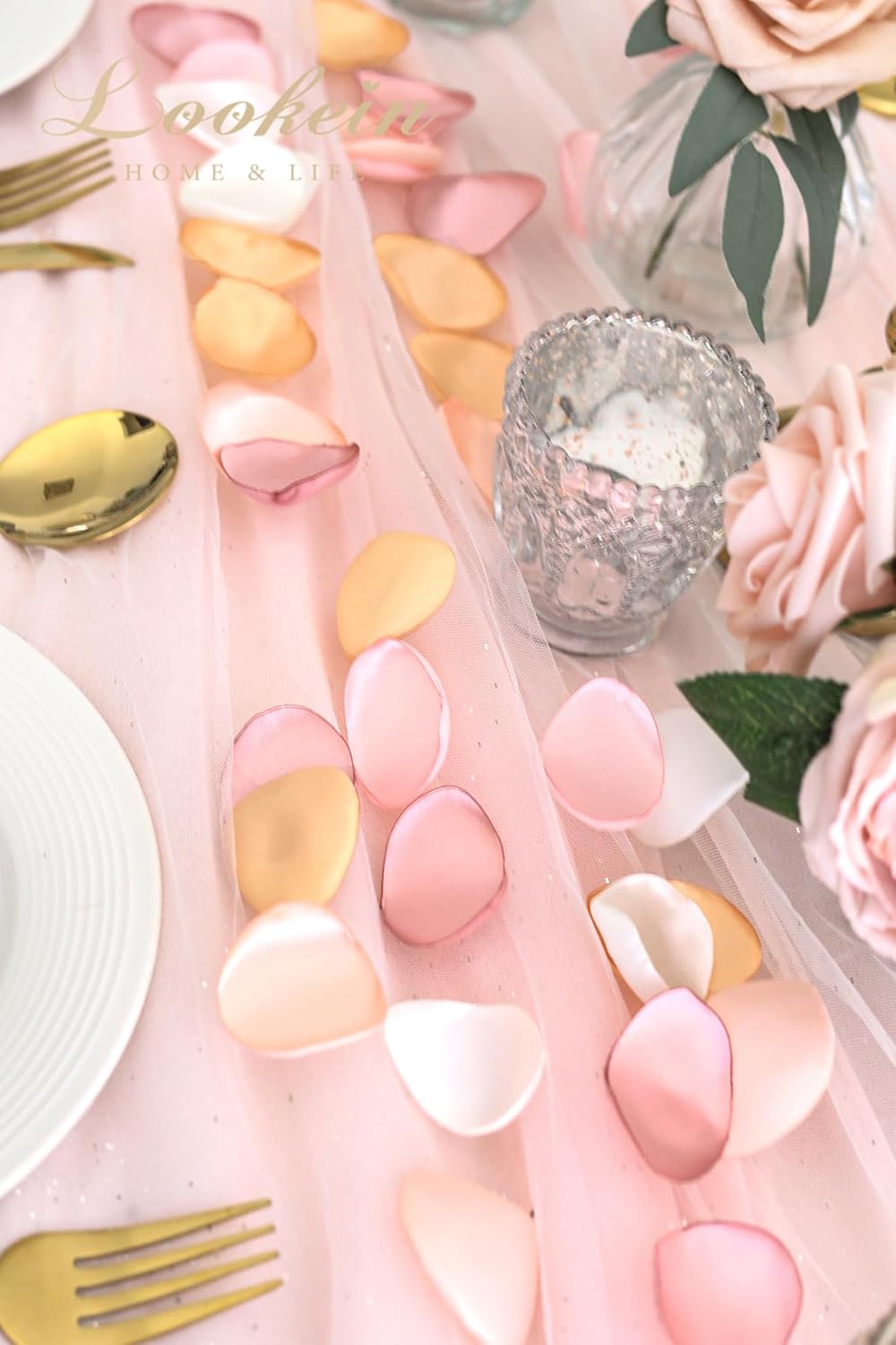 Lookein 300pcs Rose Petals Satin for Wedding Decorations
