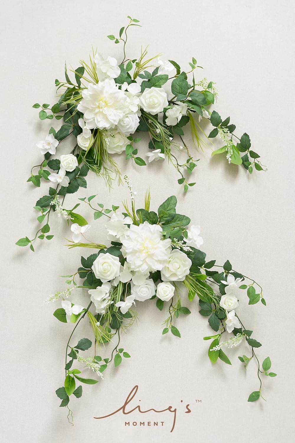 Lings Moment 2PCS White Sage Arch Flowers Artificial Floral Swags Wedding Centerpieces