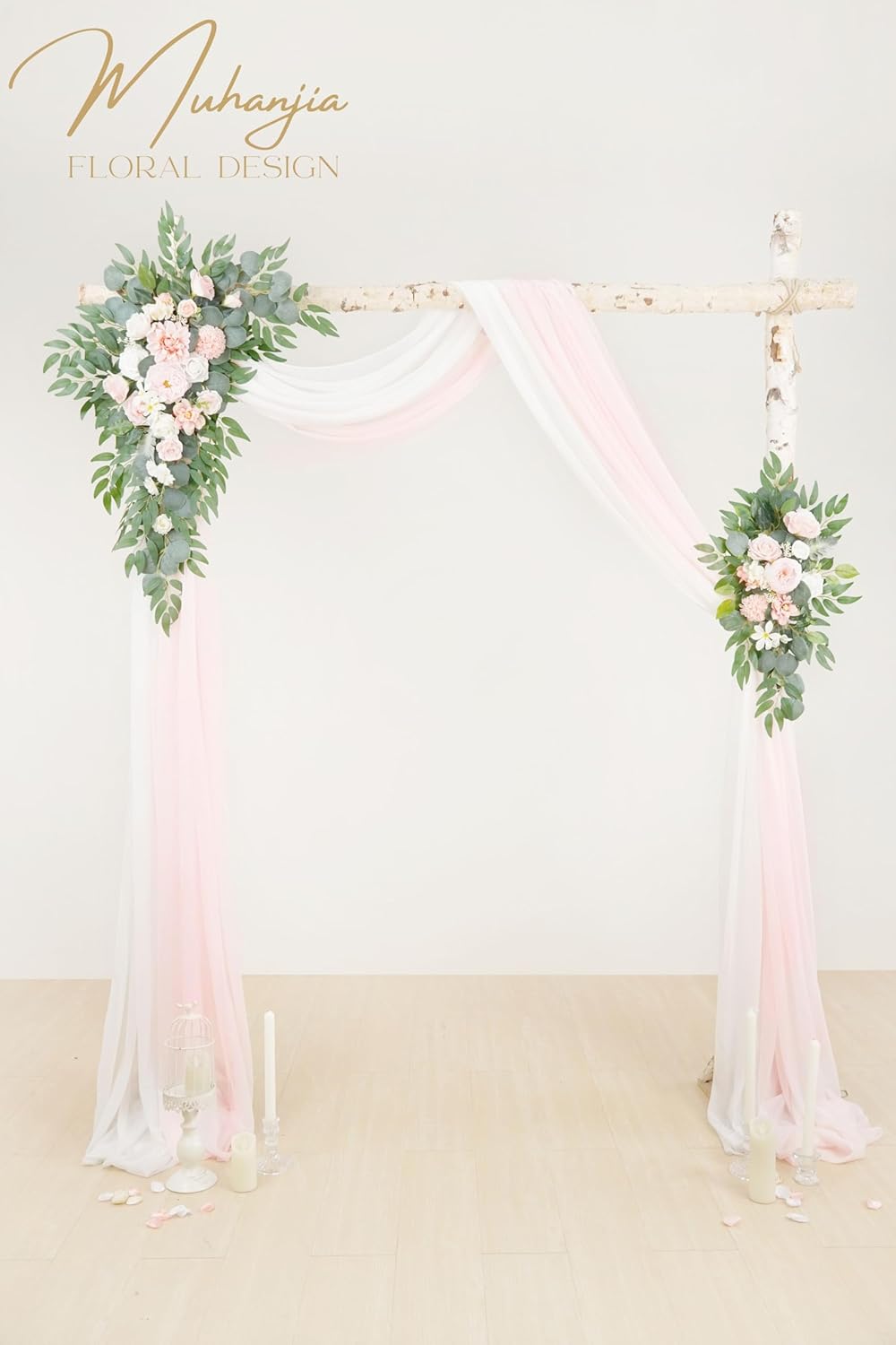 Artificial Flower Arch Kit 4 Pieces Flamingo Pink Rose Decor