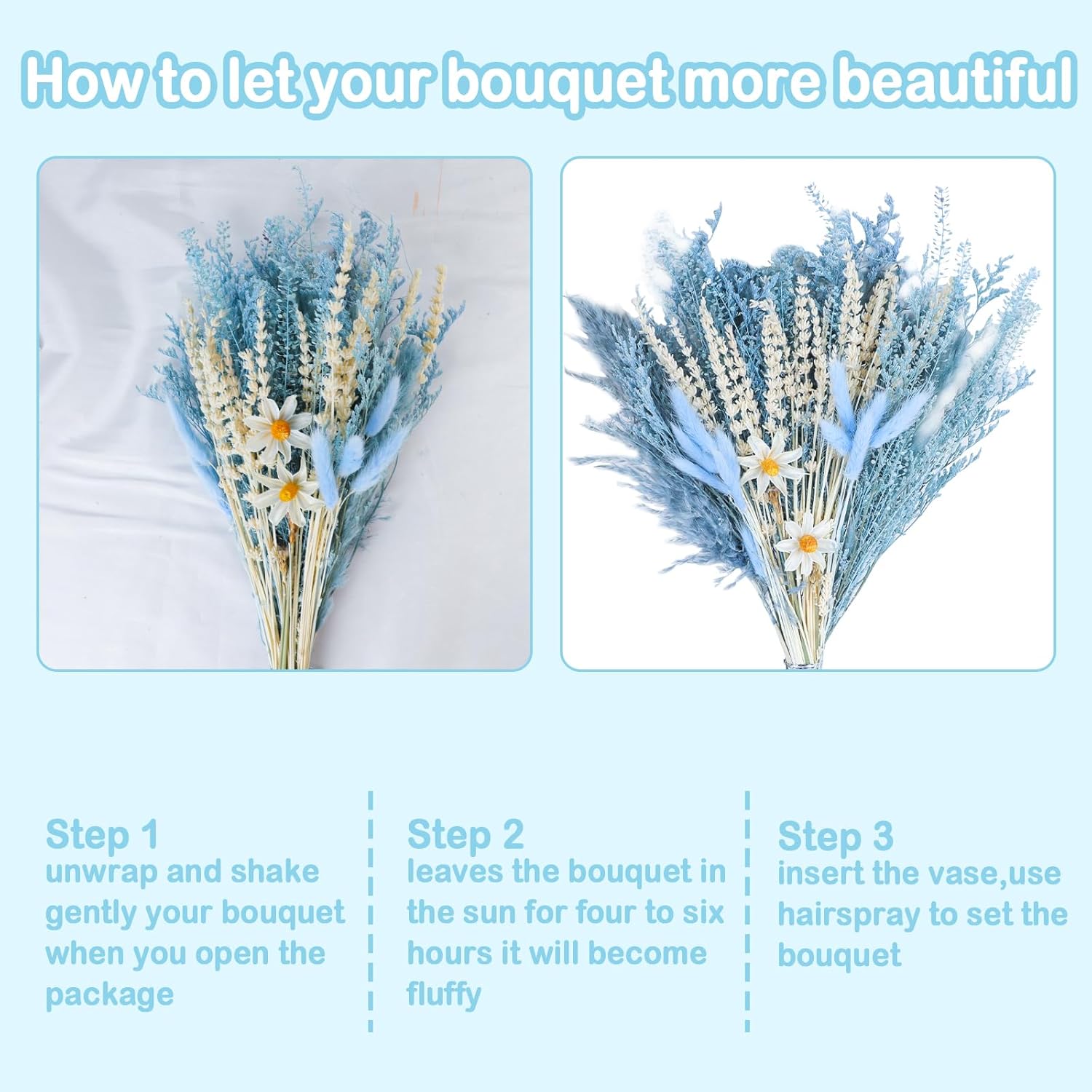 Lovmeety Natural Dried Pampas Grass Bouquet