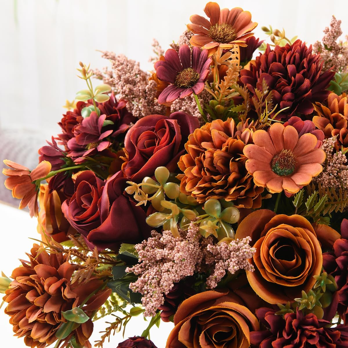 INQCMY Artificial Flowers with Vase for Decor