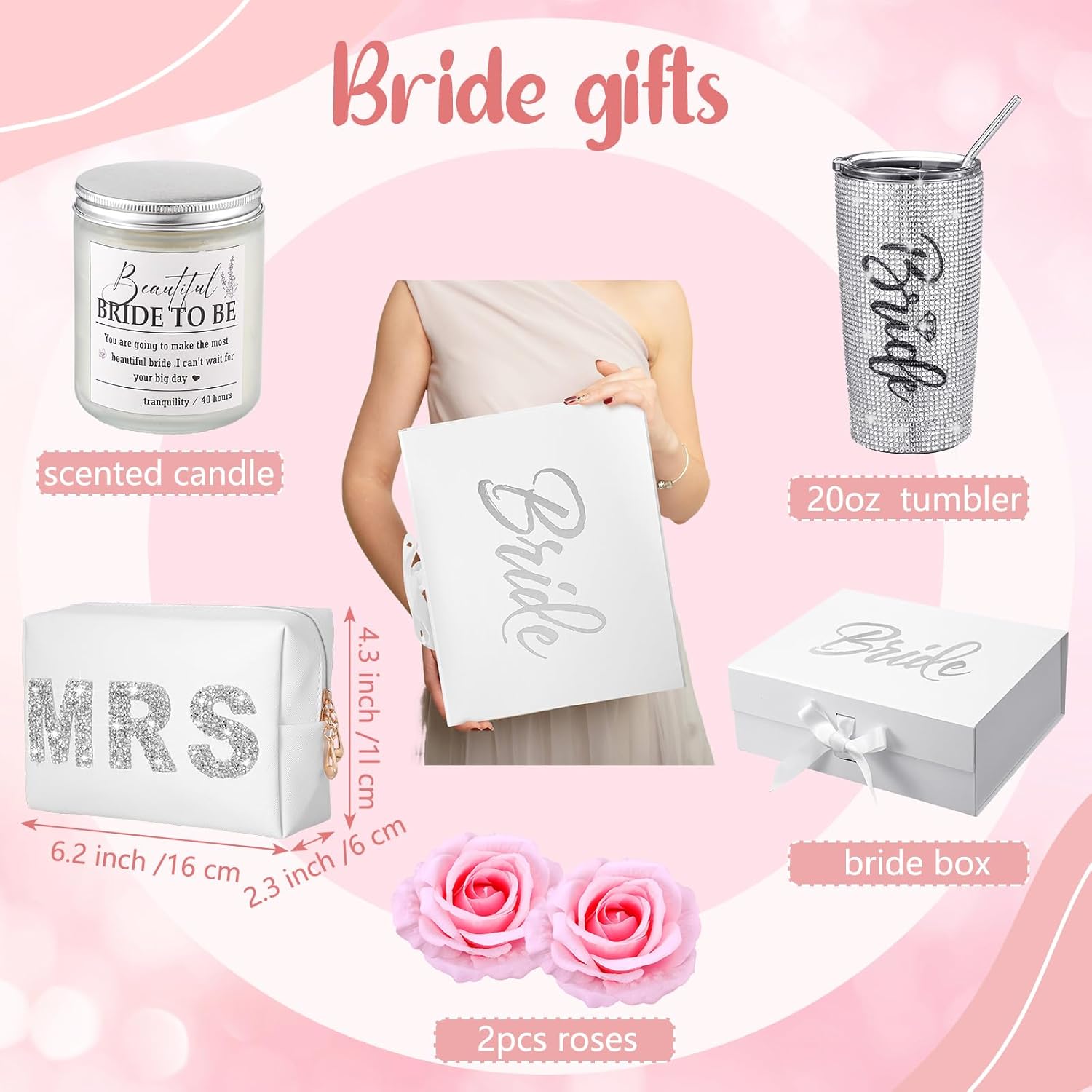 Croloose 9 Pcs Rhinestone Bridal Shower Gift Set