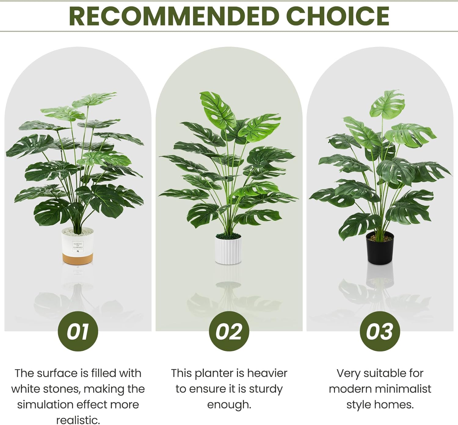 Guheake 28 Inch Fake Plants Artificial Monstera with Planter