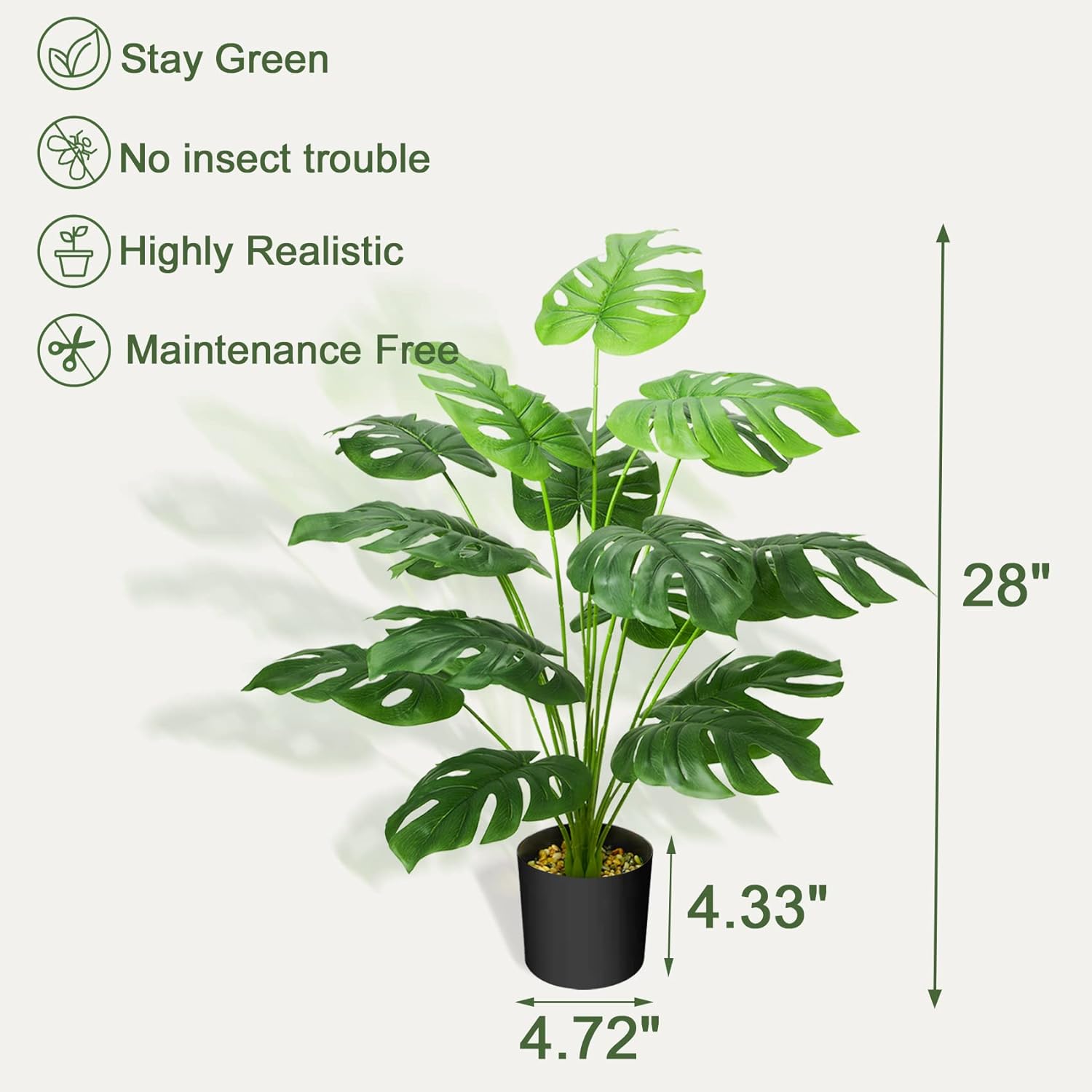 Guheake 28 Inch Fake Plants Artificial Monstera with Planter