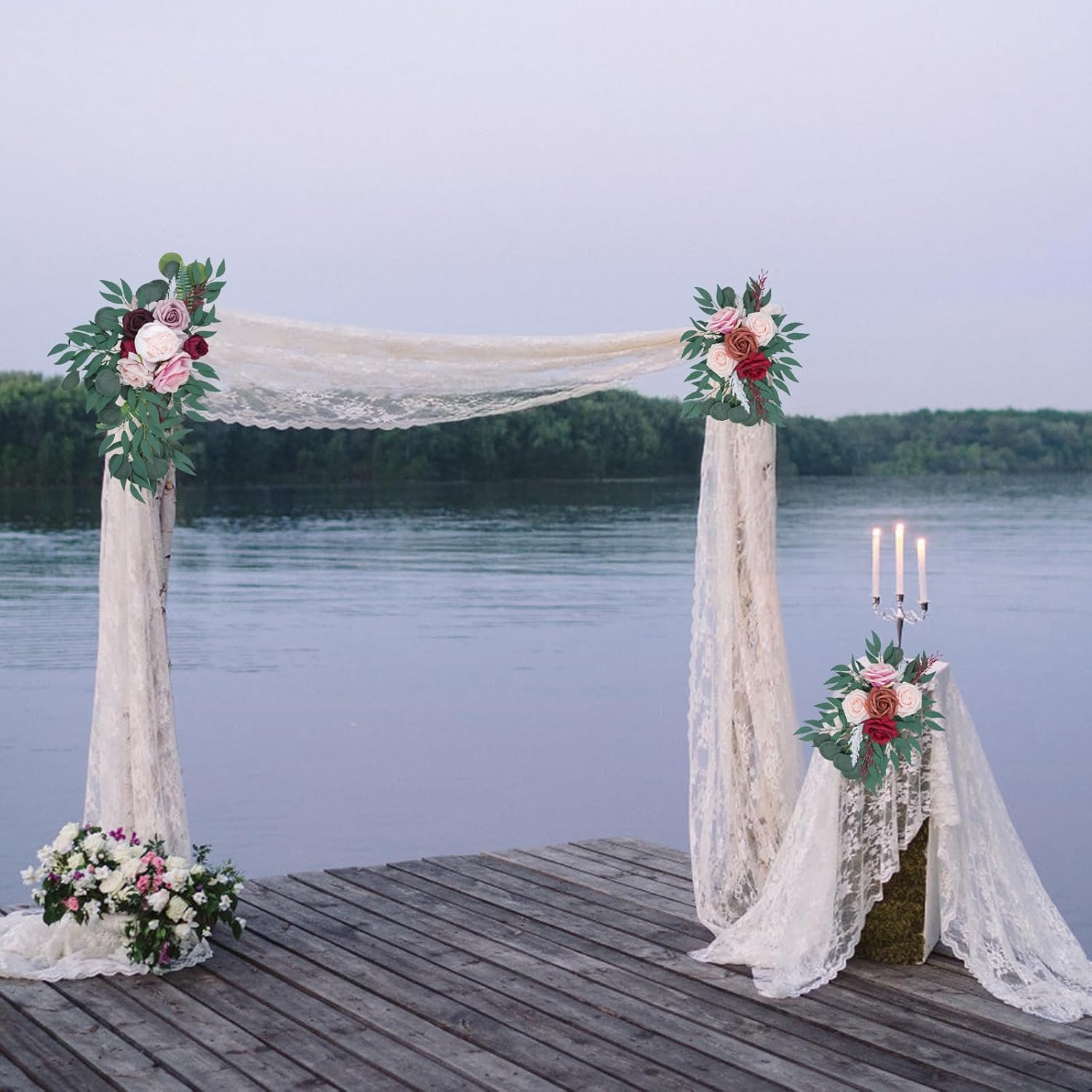 Elegant Artificial Flower Swag Wedding Welcome Sign Decor