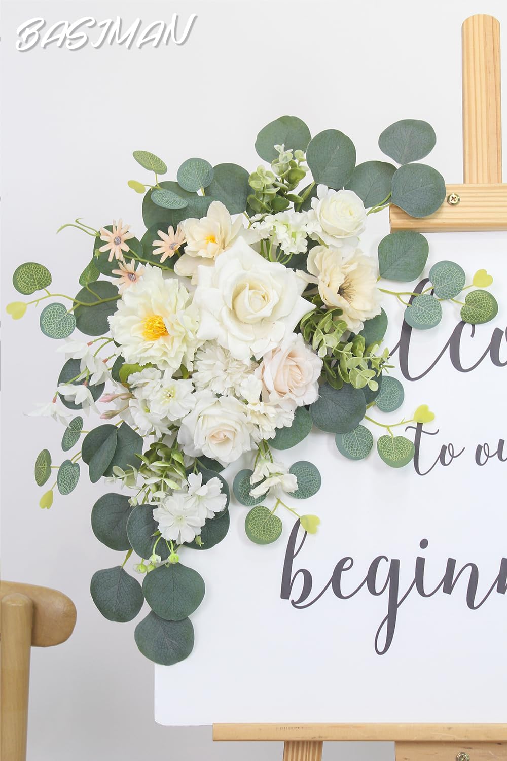2pcs Champagne White Wedding Arch Flowers with Cable Ties