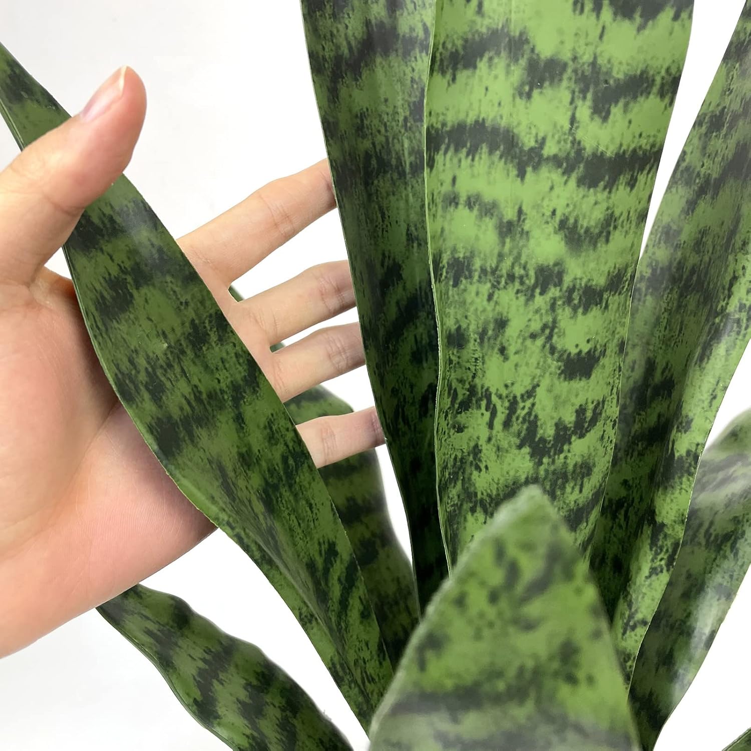 Beebel Artificial Sansevieria Snake Plant with Black Planter