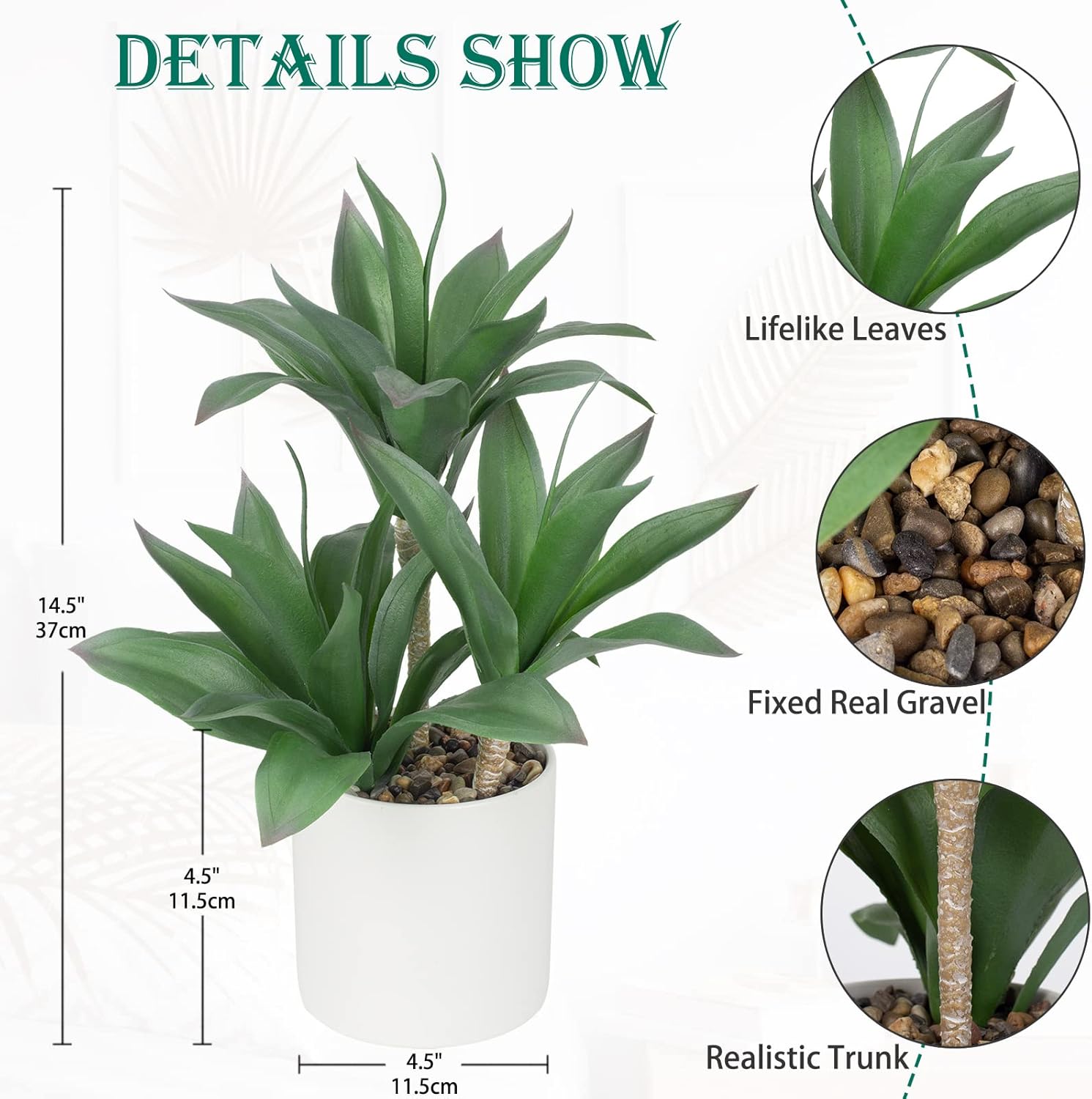 Hollyone Large Artificial Agave Plant with Three Heads