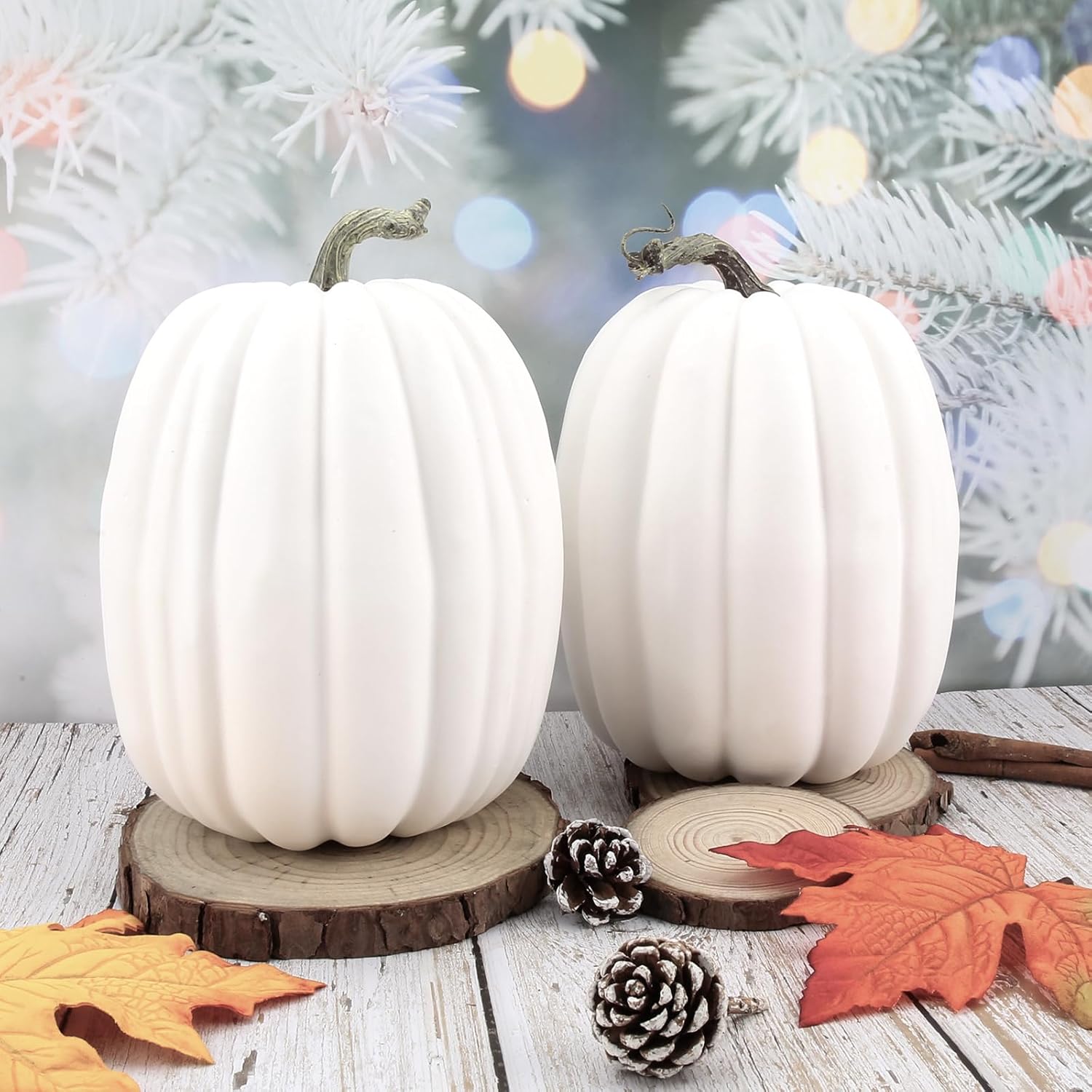 WESAPPINC 2PCS Large Orange Artificial Pumpkins for Seasonal Decor