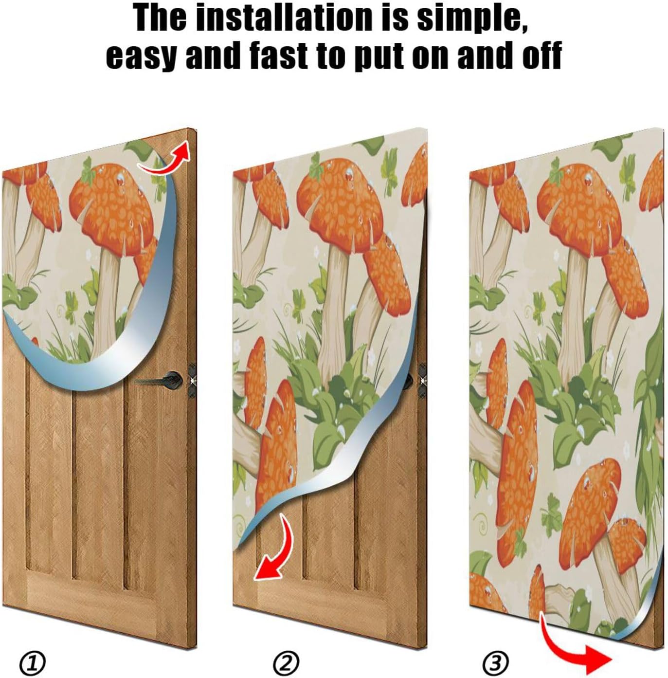 Susiyo Retro Autumn Mushrooms Halloween Door Cover Stretch Fabric 32x79 in