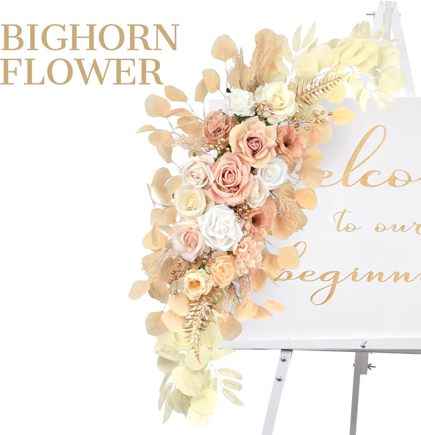 Tings Time Wedding Arch Flowers Set Pack of 2 Beige
