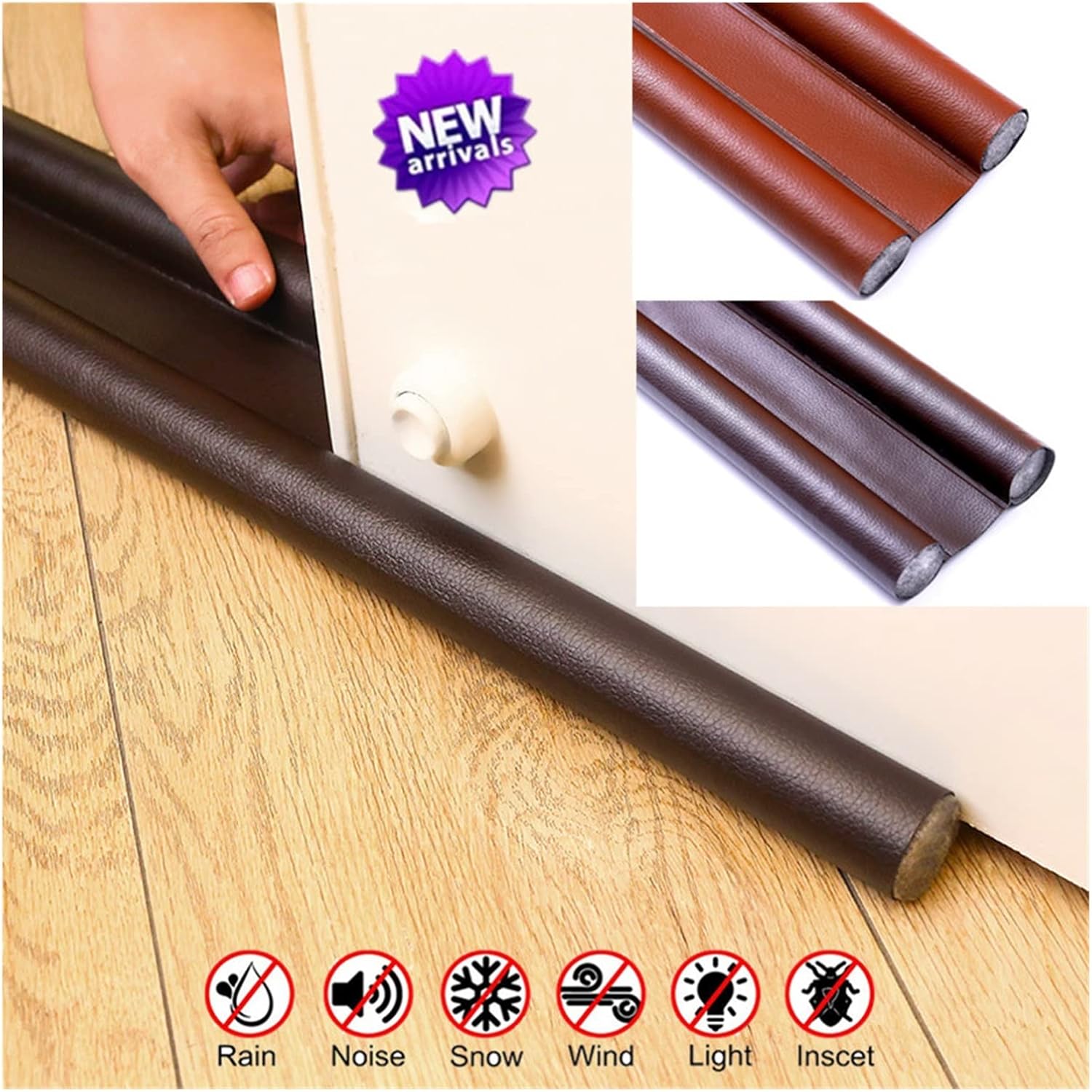 Jinghong PU Leather Door Bottom Sealing Strip Beige