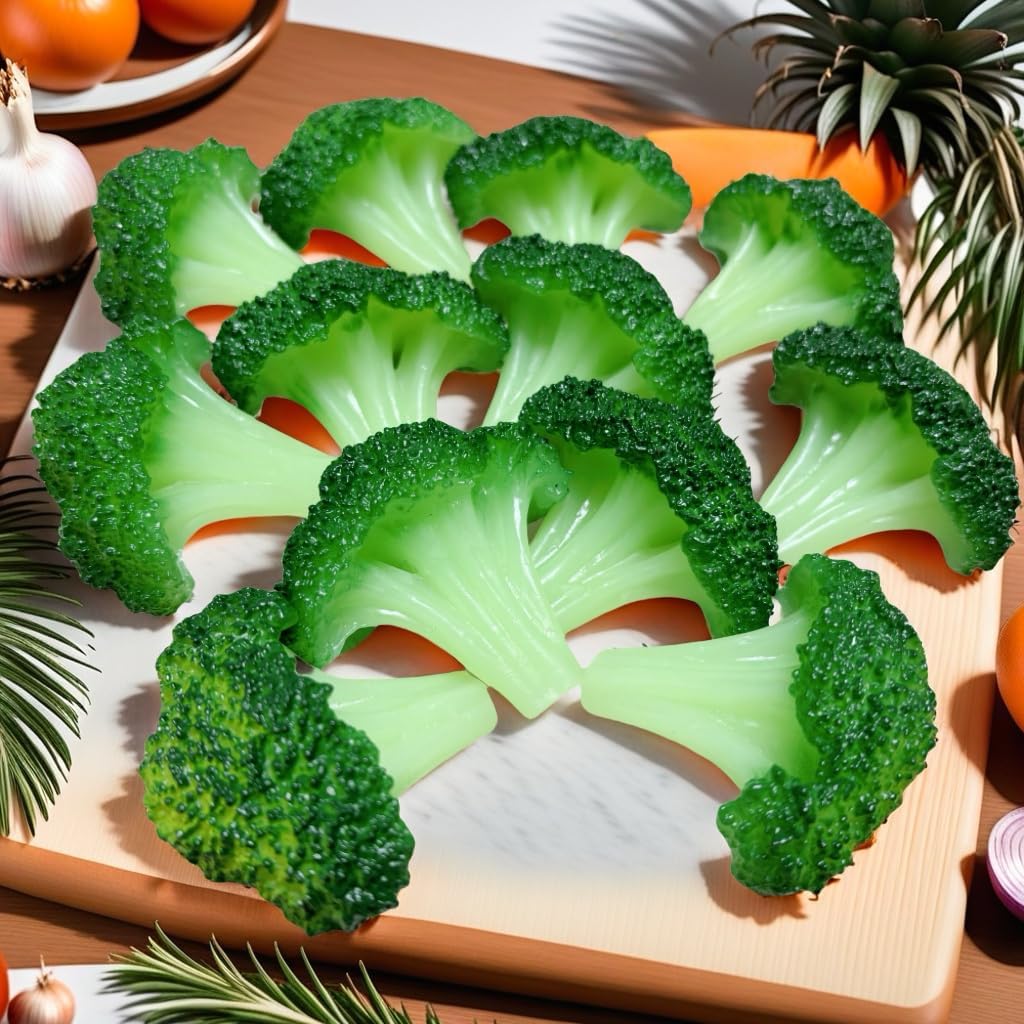12pcs Fake Broccoli Slices Artificial Vegetables Decoration Props