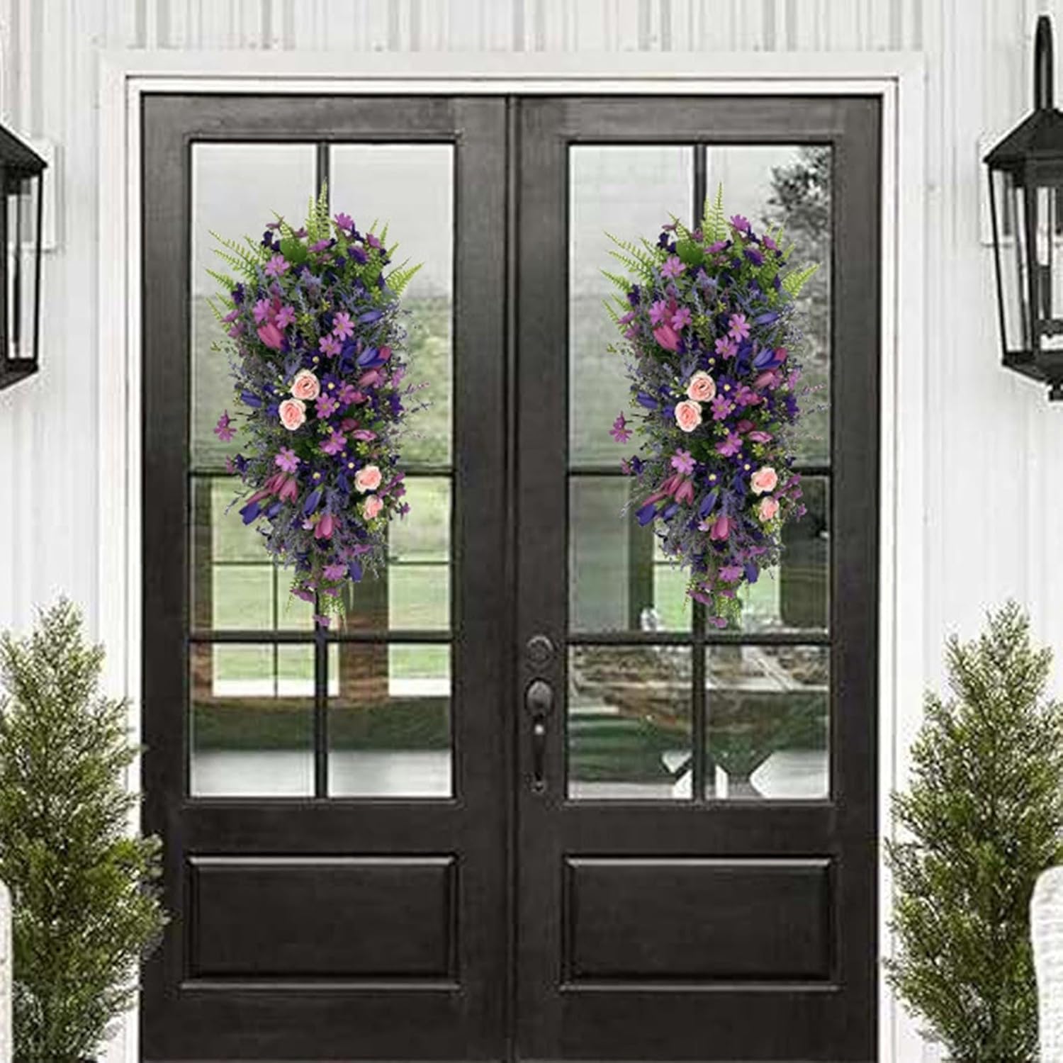 HELLORSO Artificial Purple Lavender Teardrop Door Decor