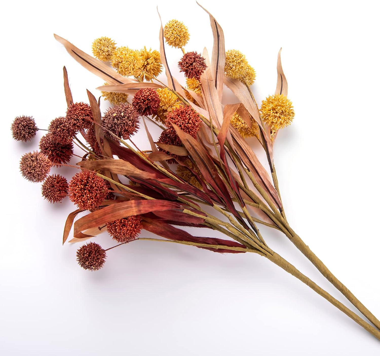 WESAIL Thistle Globe Artificial Flowers Bouquet 2 Pack