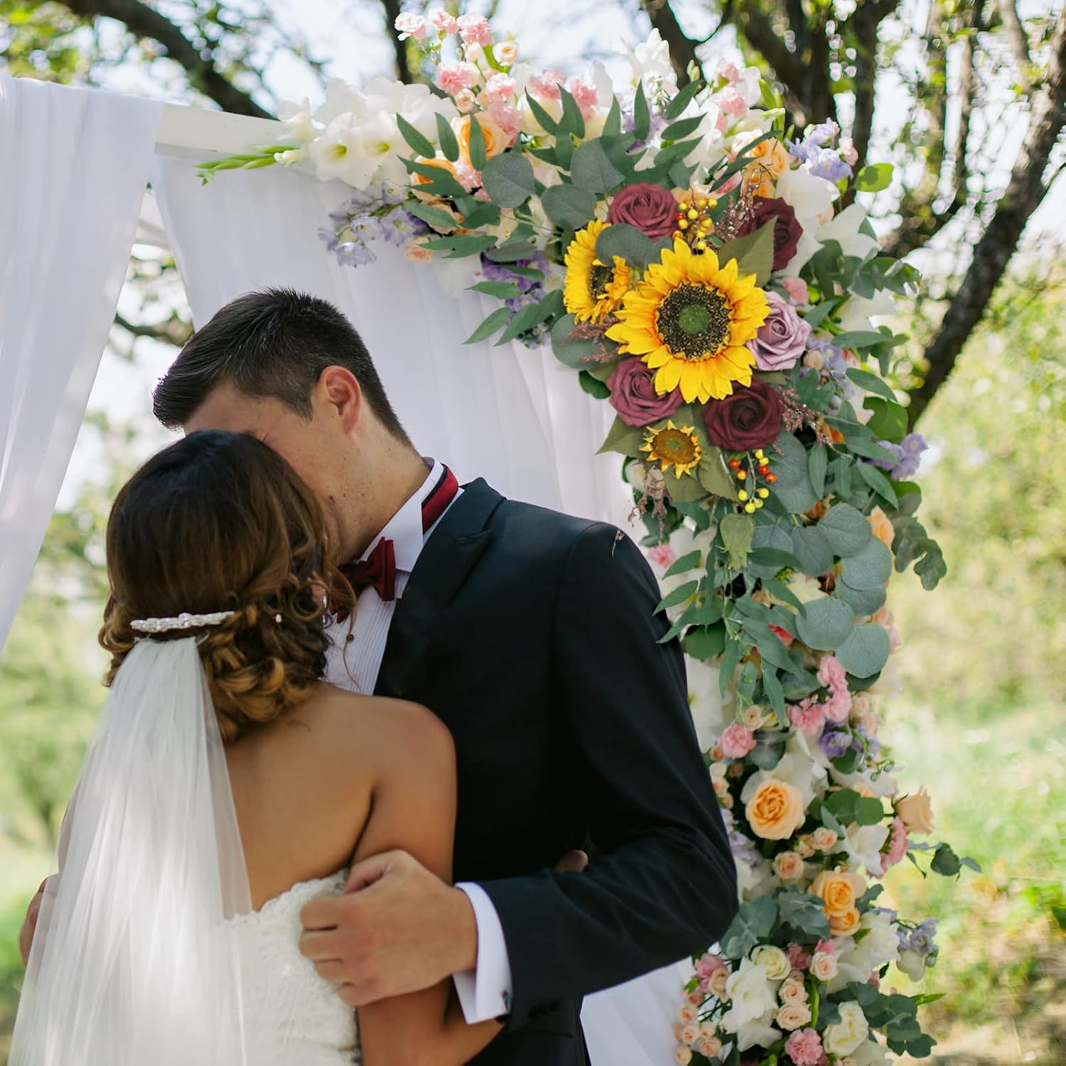 AMLESO Artificial Wedding Arch Flowers Kit 2pcs