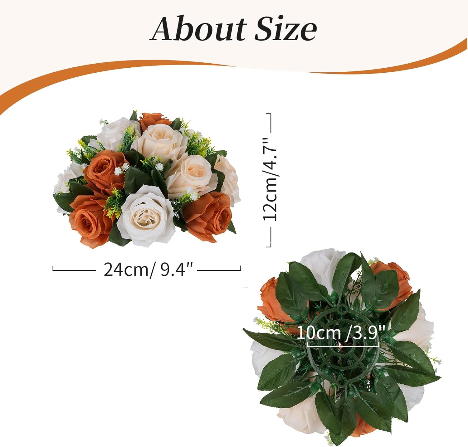 Blosmon Artificial Rose Kissing Balls 2 Pcs with Base for Wedding Centerpieces