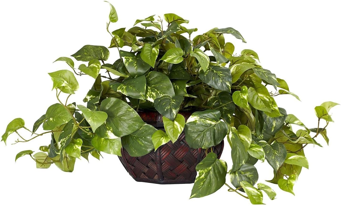 Nearly Natural 15in Pothos Silk Plant with Vase