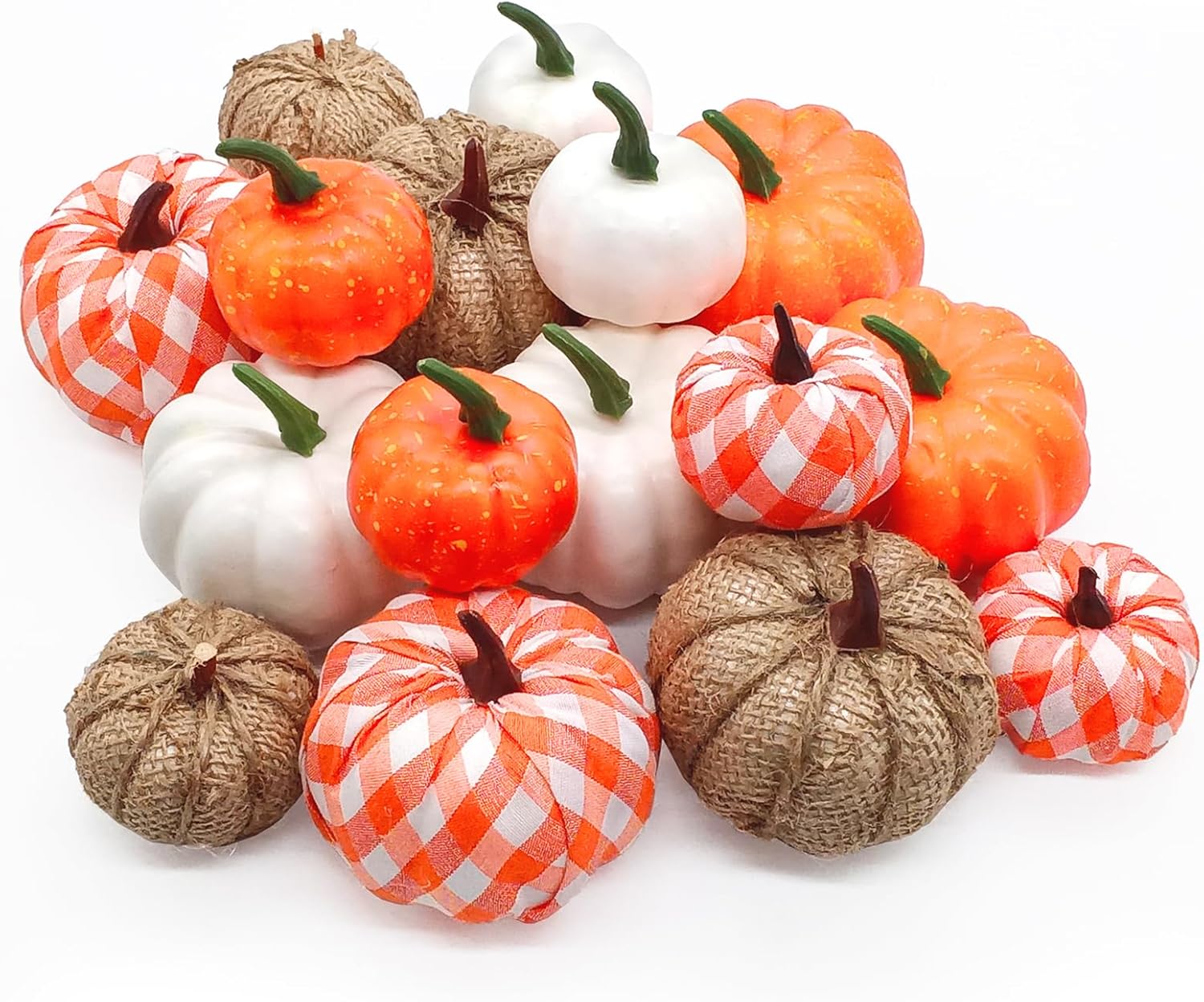Ueerdand 16 Pc Fall Decor Artificial Pumpkins Set