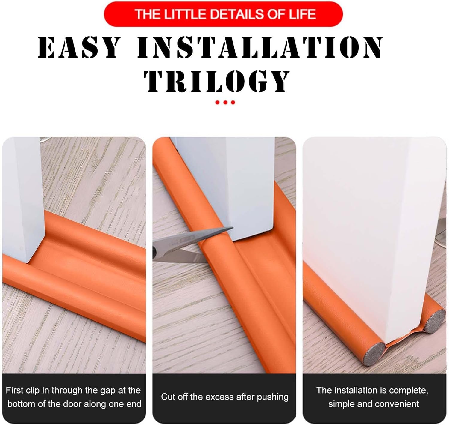Door Split Blocker with Odor and Draft Protection Orange