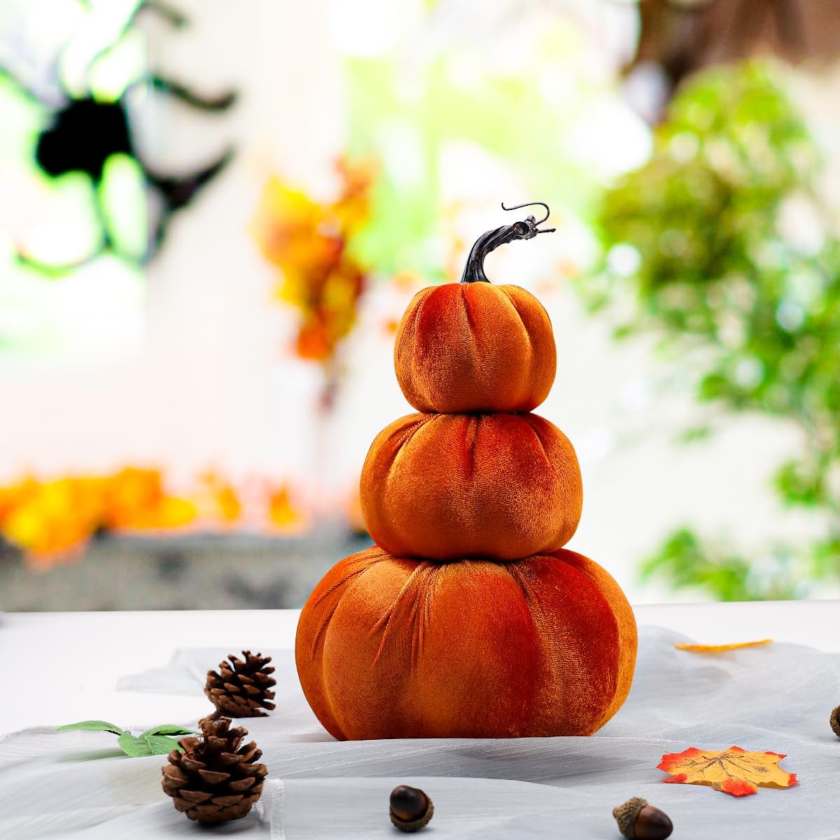 Gresorth 126 Inch Artificial Velvet Pumpkin Tower