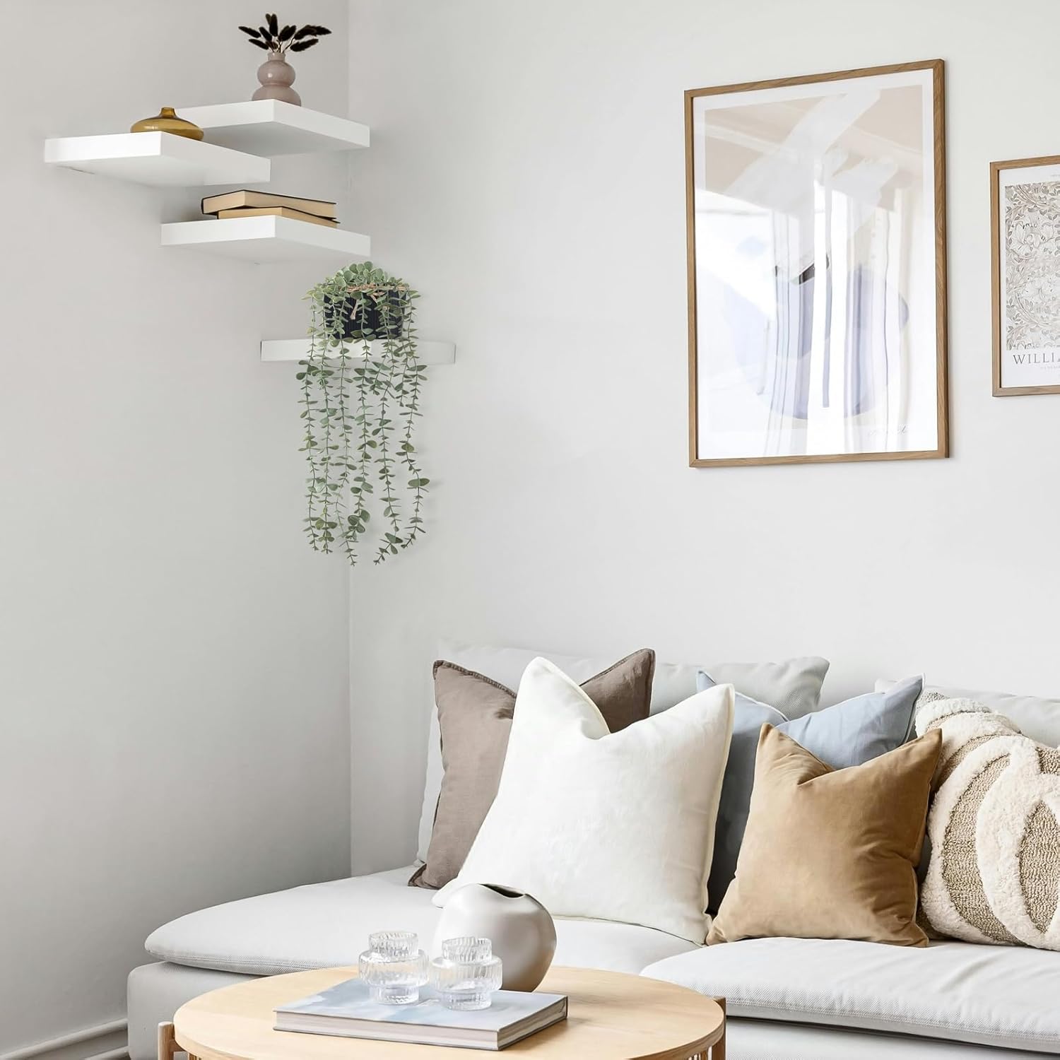Mkono Fake Hanging Eucalyptus Plants in Galvanized Pots