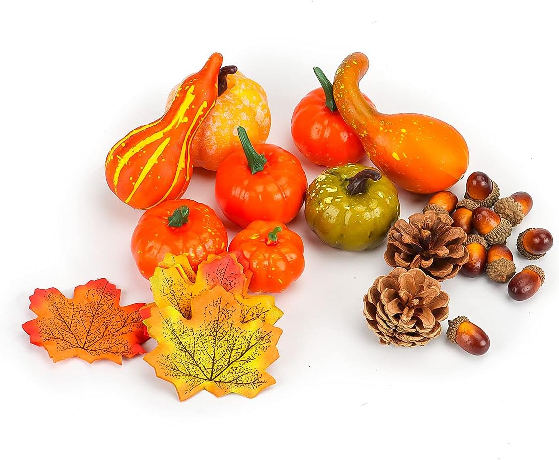 50 Piece Halloween Artificial Pumpkin Decor Set