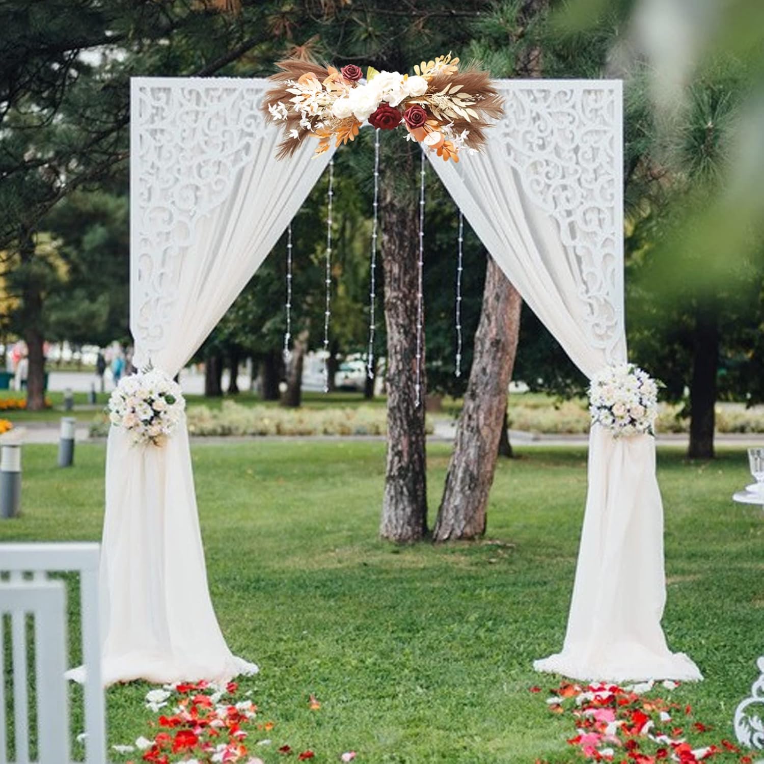 Zhdoka 35 Inch Pampas Flower Arch Wedding Decor