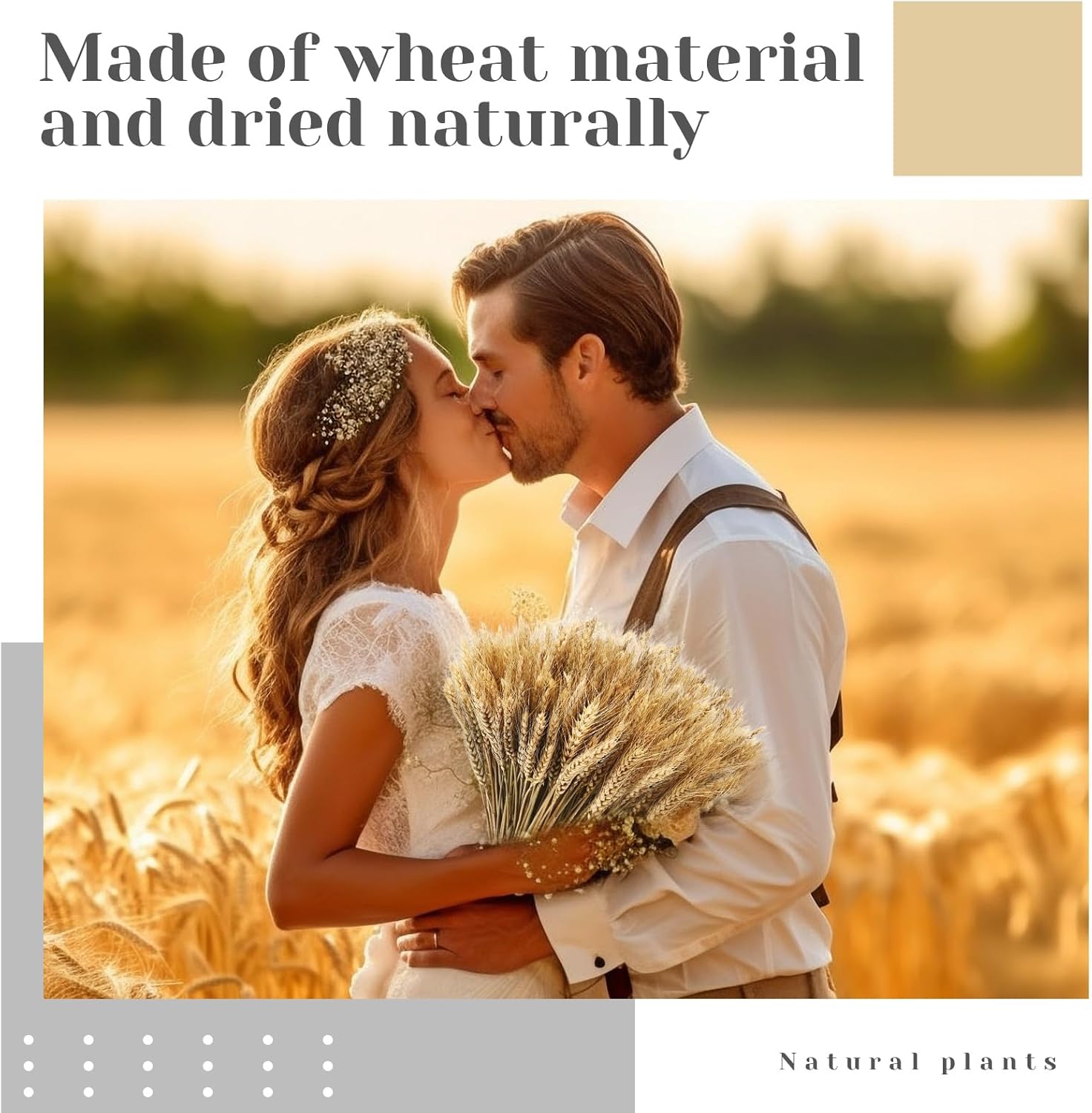 Geosar 600 Stems Dried Wheat Stalks Decor Bundle
