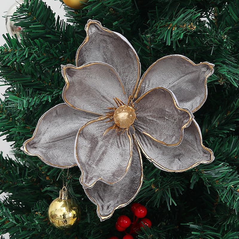 6Pcs Christmas Magnolia Artificial Flowers with Stems