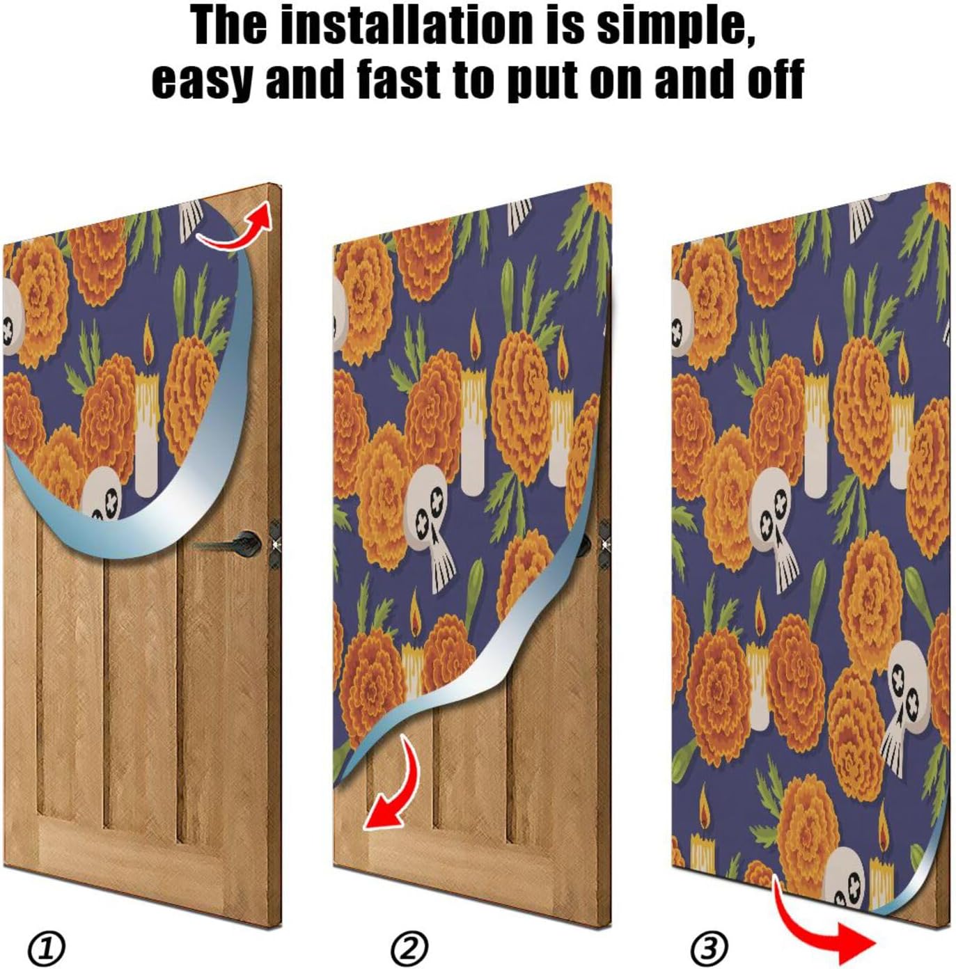 Susiyo Marigold Flowers Halloween Door Decor Cover