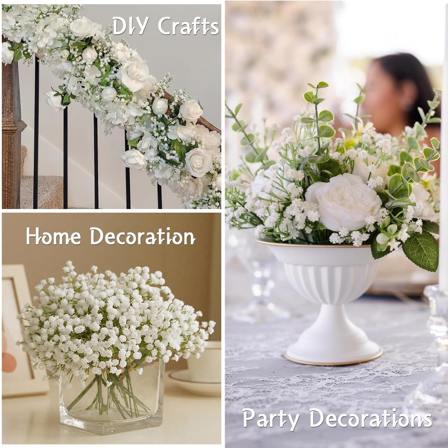 STSTECH Babys Breath Artificial Flowers 21 Inch Bouquet 12 pcs