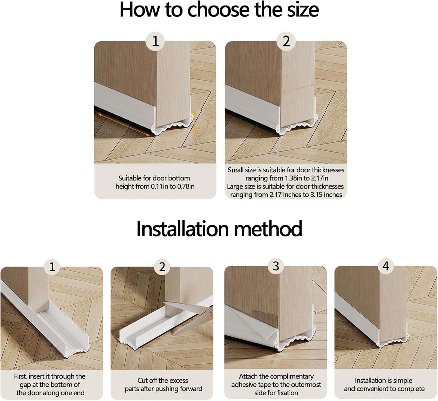 Door Draft Stopper 39 Inch Adjustable Heavy Duty Weather Stripping Seal