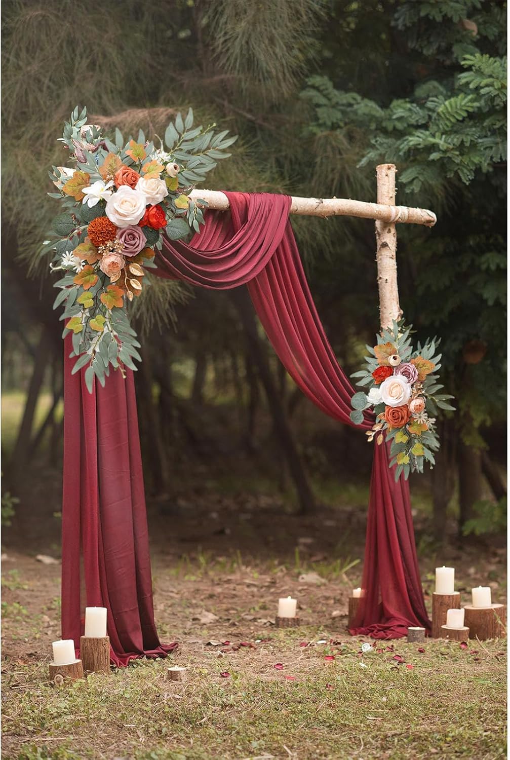 Champagne Orange Artificial Flower Swag Set of 2 for Wedding Arch
