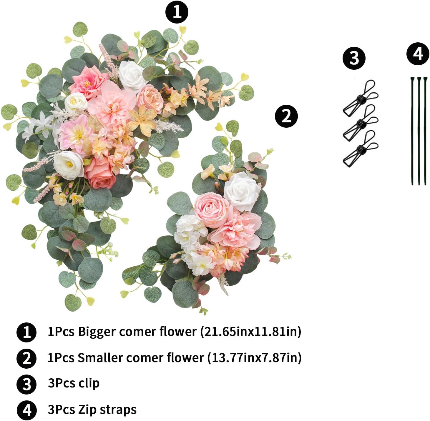 2pcs Deep Pink Wedding Arch Flowers Decorations