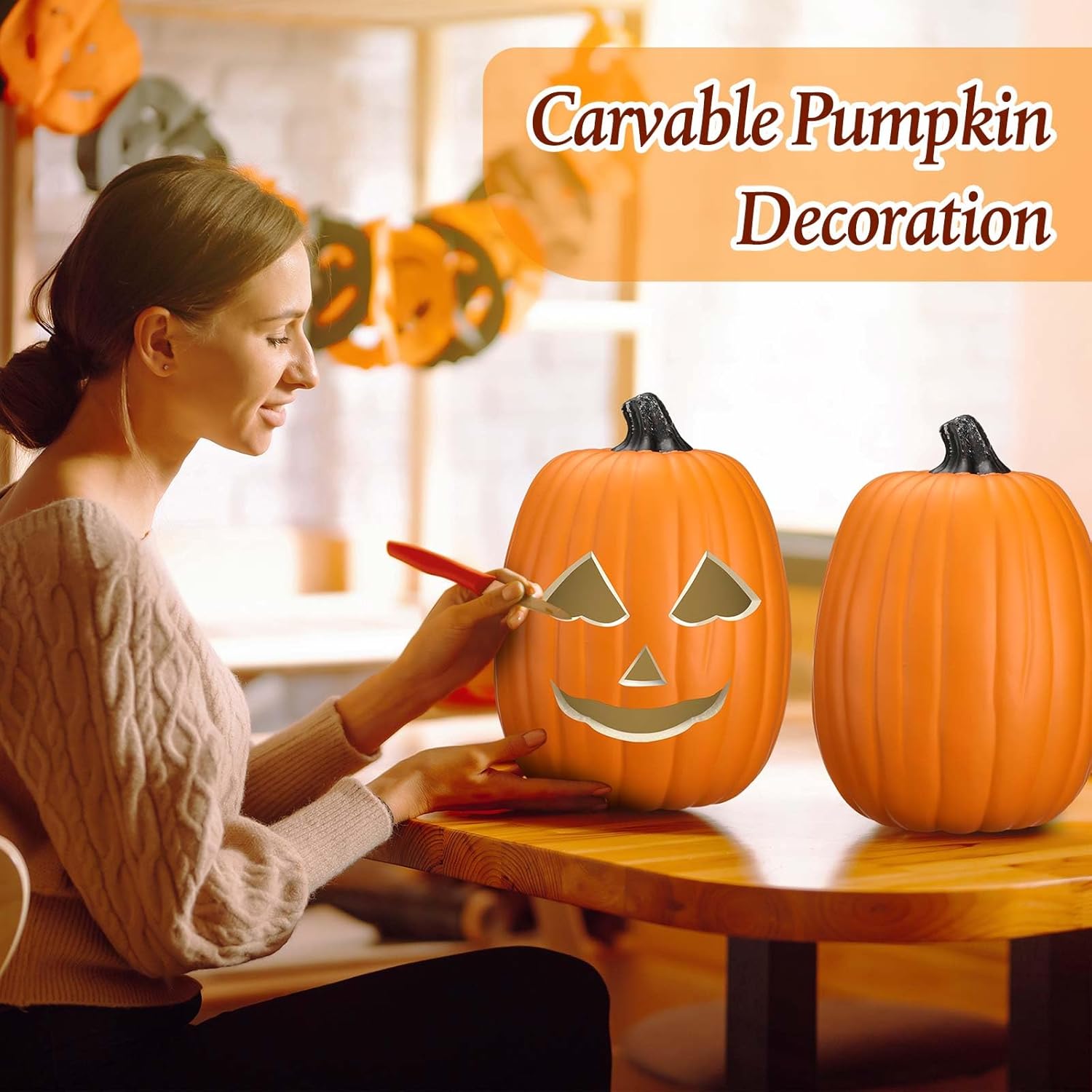3 Pcs Carvable Foam Pumpkin Decor Set