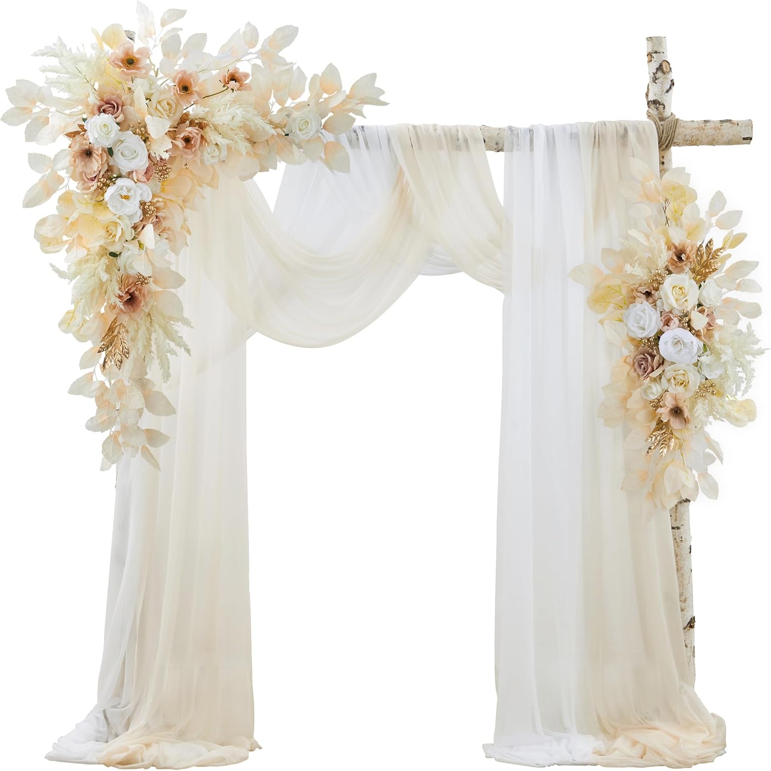Wedding Arch Flowers with Drapes Kit - 4 Pack