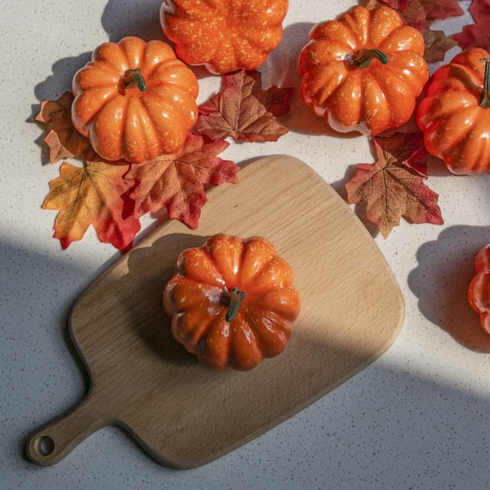 16 Pcs Artificial Assorted Pumpkins Halloween Decor