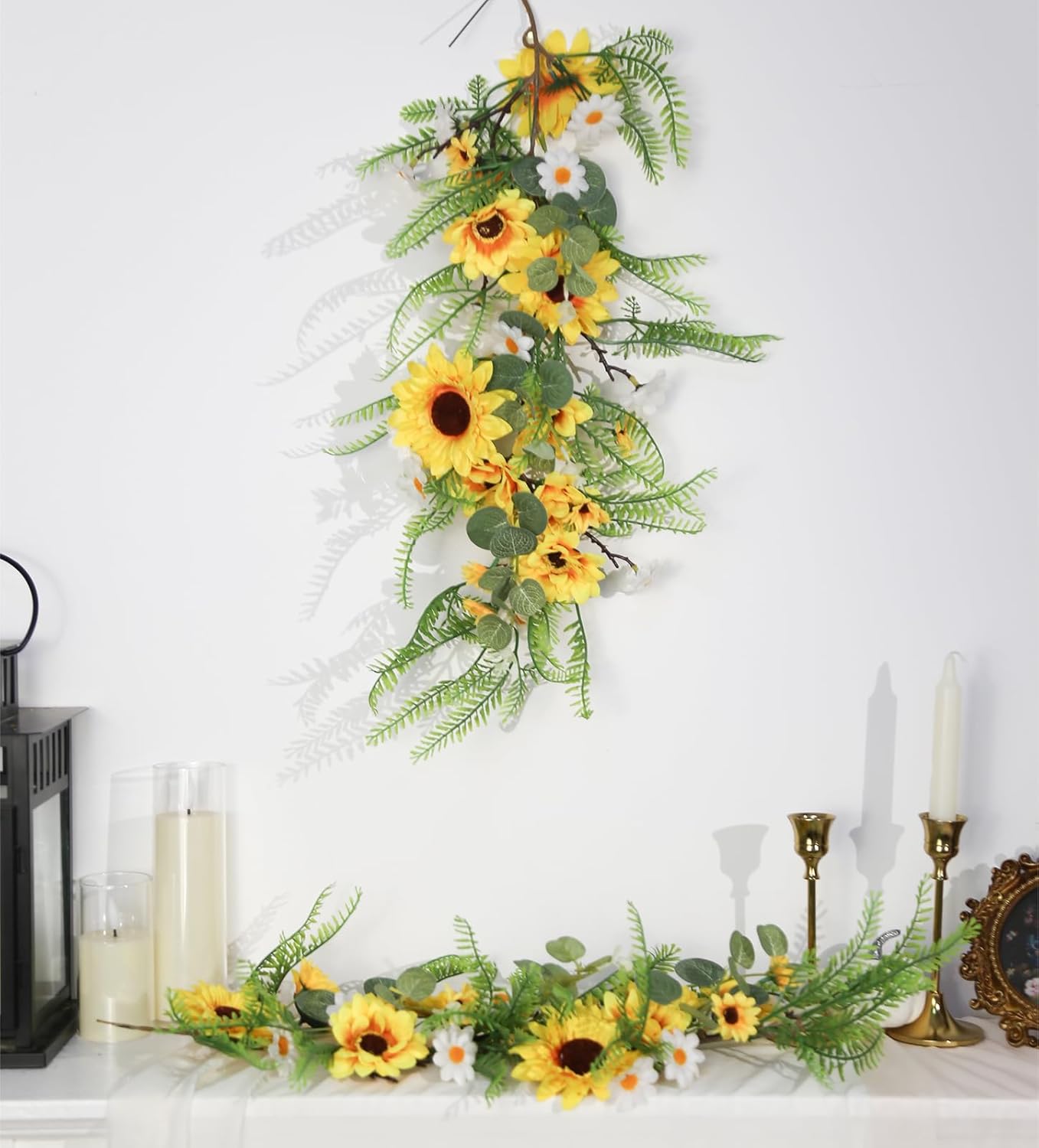 2PCS Artificial Sunflower Swags for Front Door